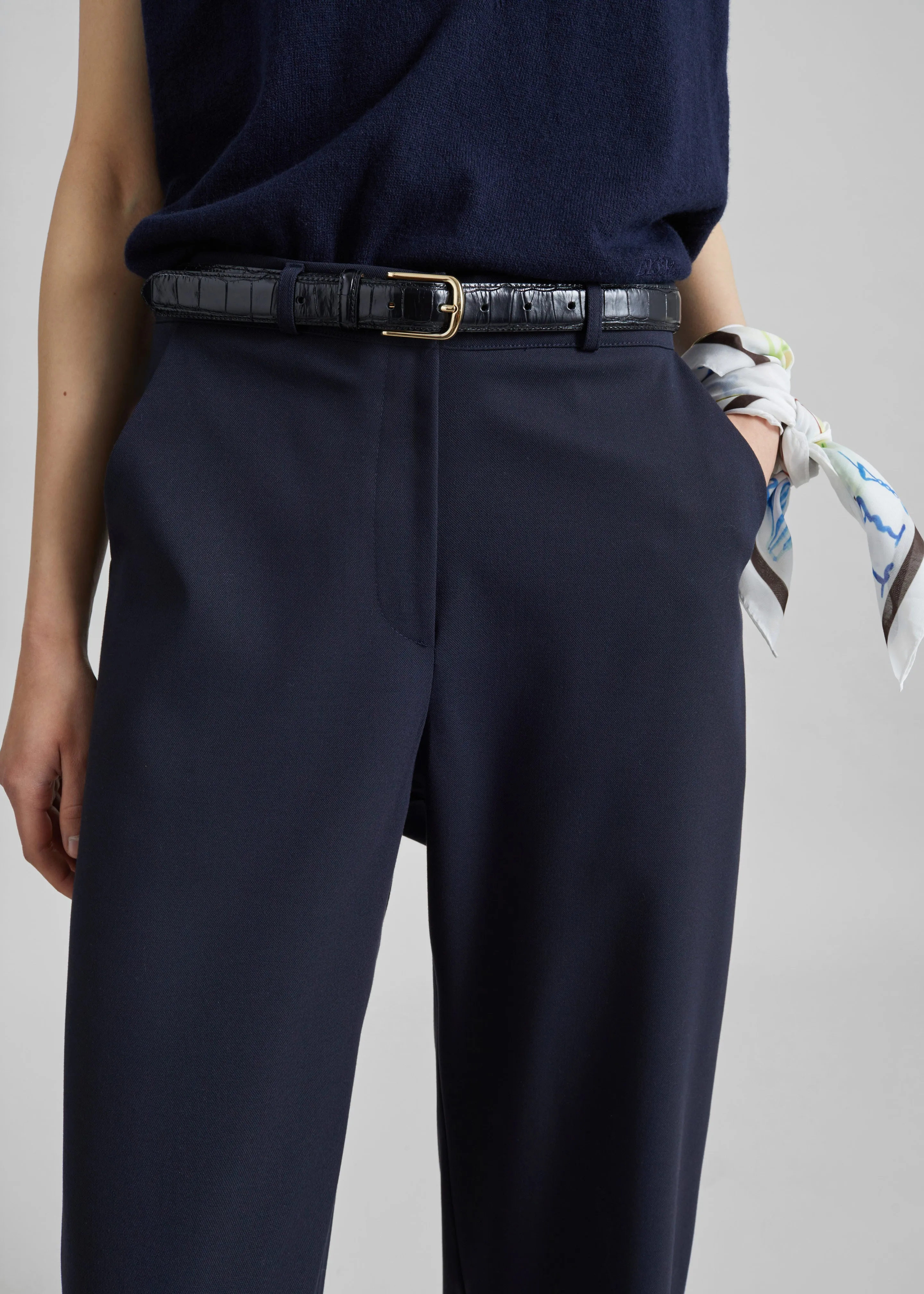 Trofa Curved Trousers - Navy sold by Frankie Shop product image thumbnail 3