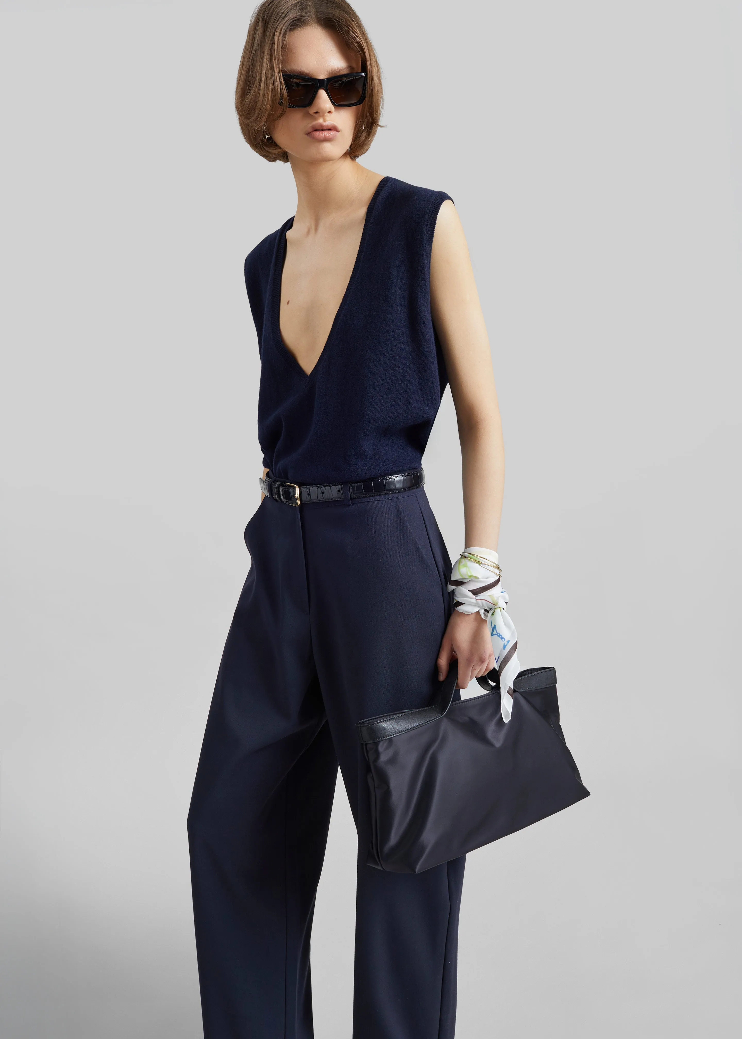 Trofa Curved Trousers - Navy sold by Frankie Shop product image thumbnail 4