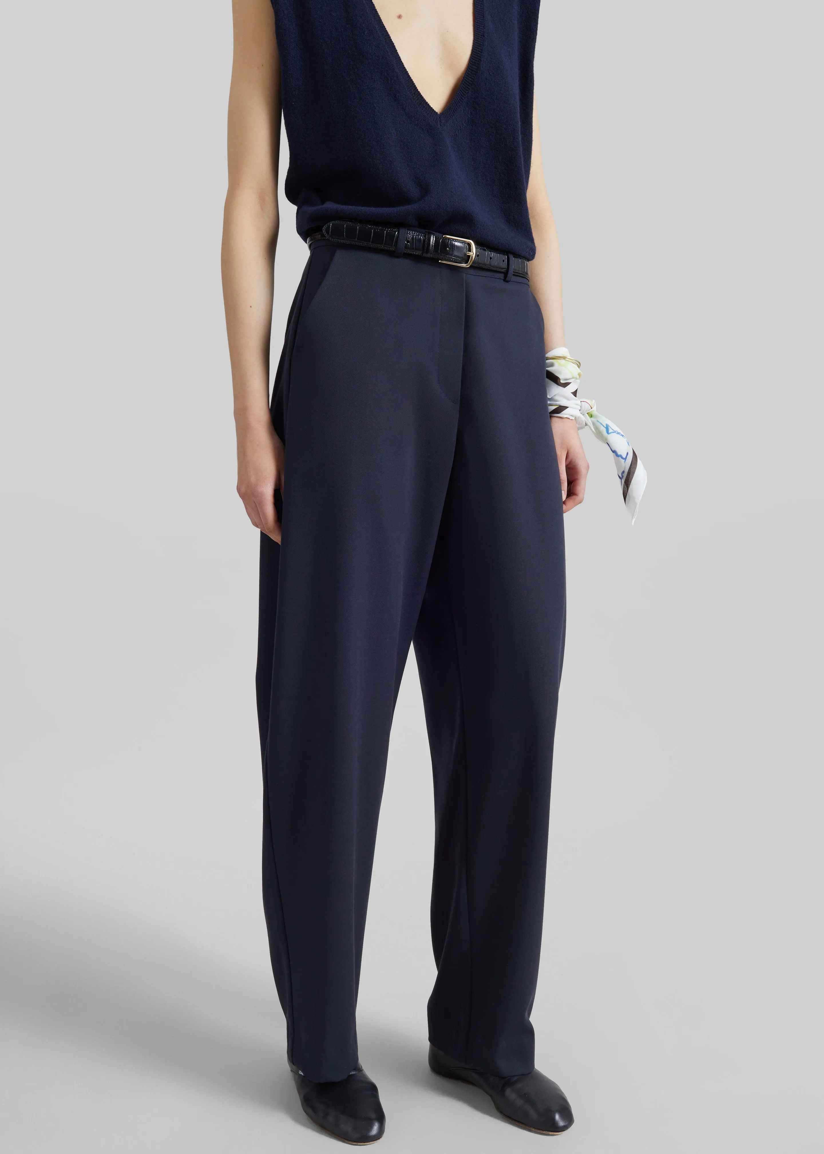 Trofa Curved Trousers - Navy sold by Frankie Shop product image thumbnail 2