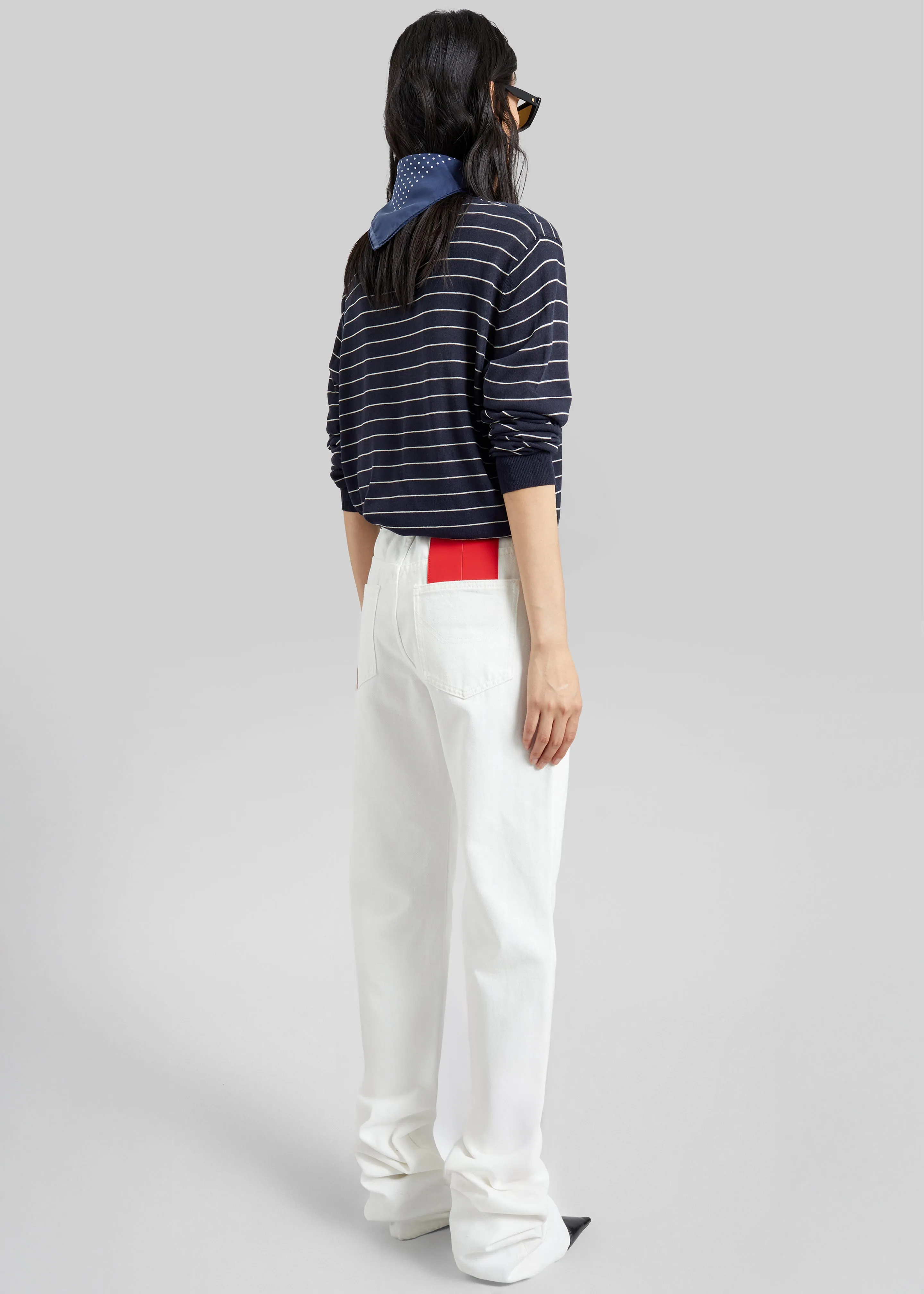 Hossegor Fine Knit Cardigan - Navy/White Stripe sold by Frankie Shop product image thumbnail 5