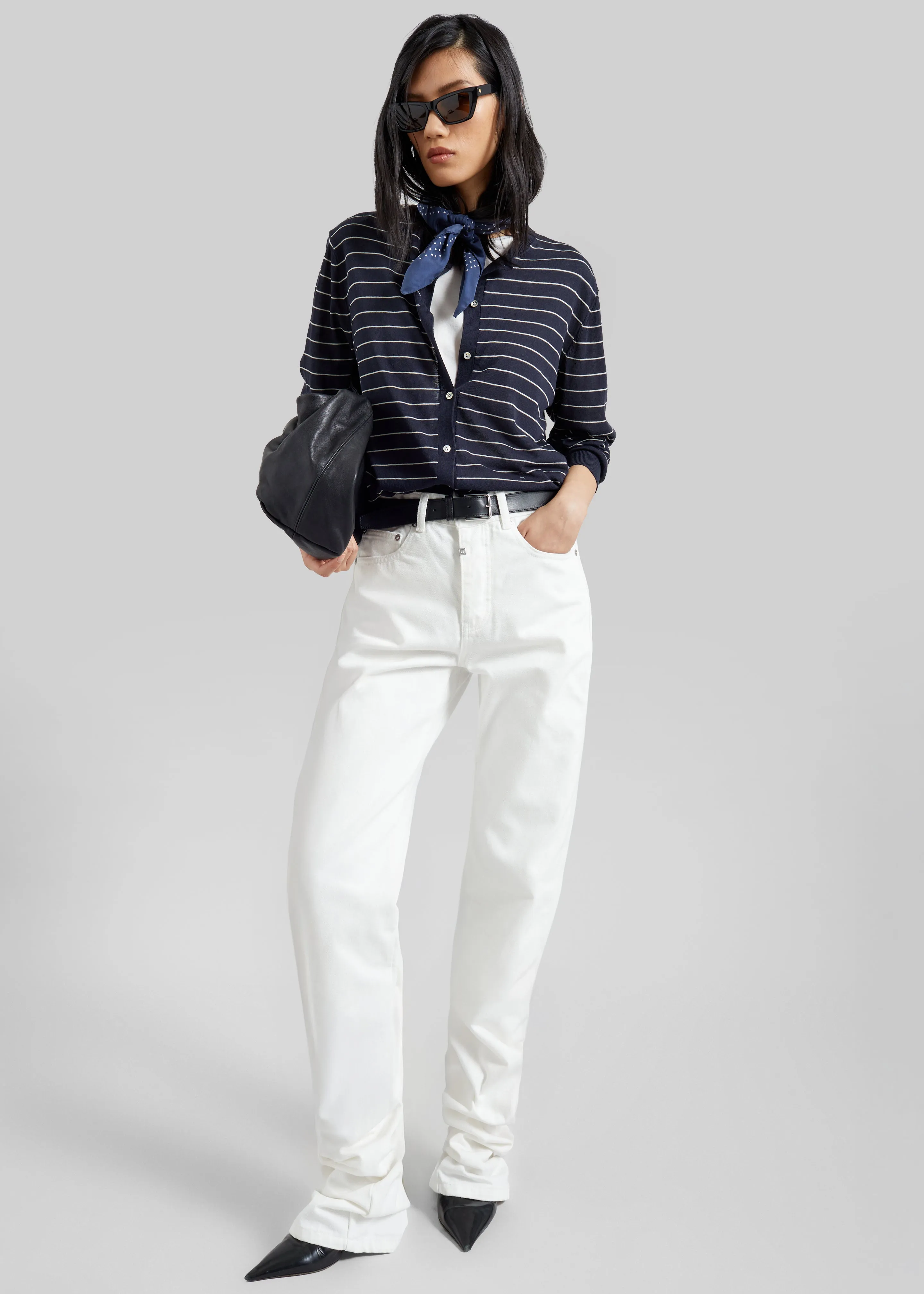 Hossegor Fine Knit Cardigan - Navy/White Stripe sold by Frankie Shop product image thumbnail 3