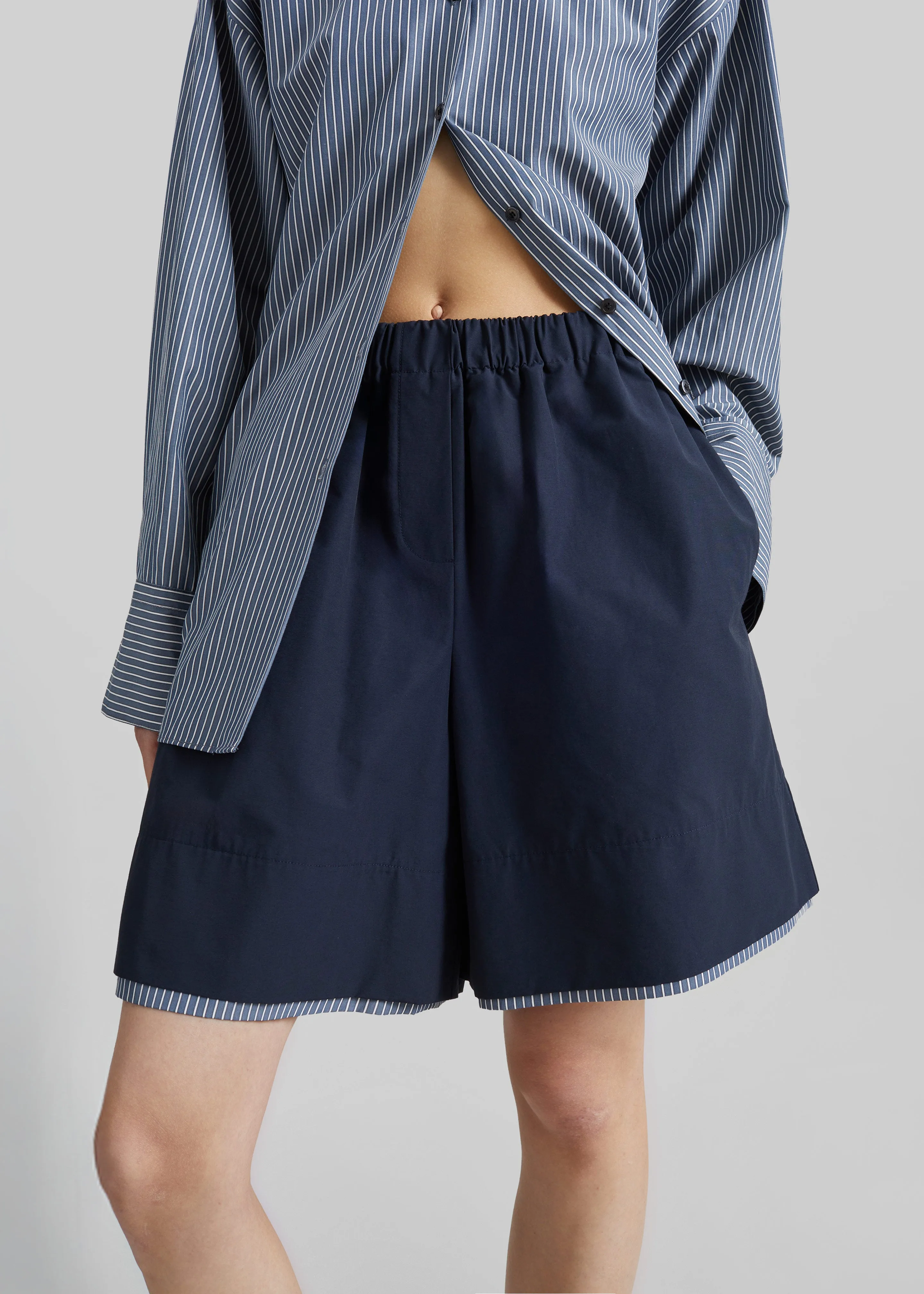 Menton Layered Hem Shorts - Navy/White Stripe sold by Frankie Shop product image thumbnail 2