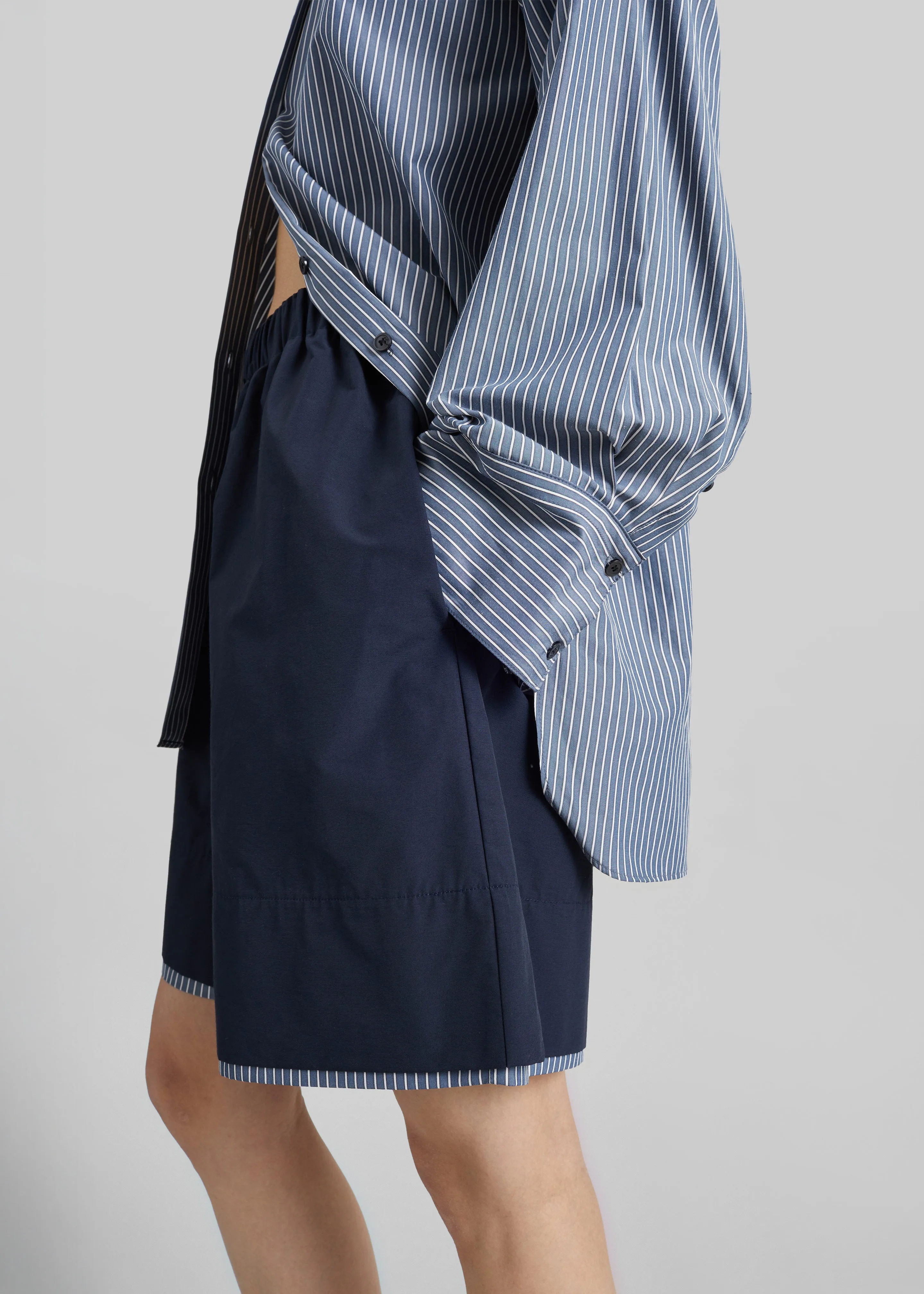 Menton Layered Hem Shorts - Navy/White Stripe sold by Frankie Shop product image thumbnail 4