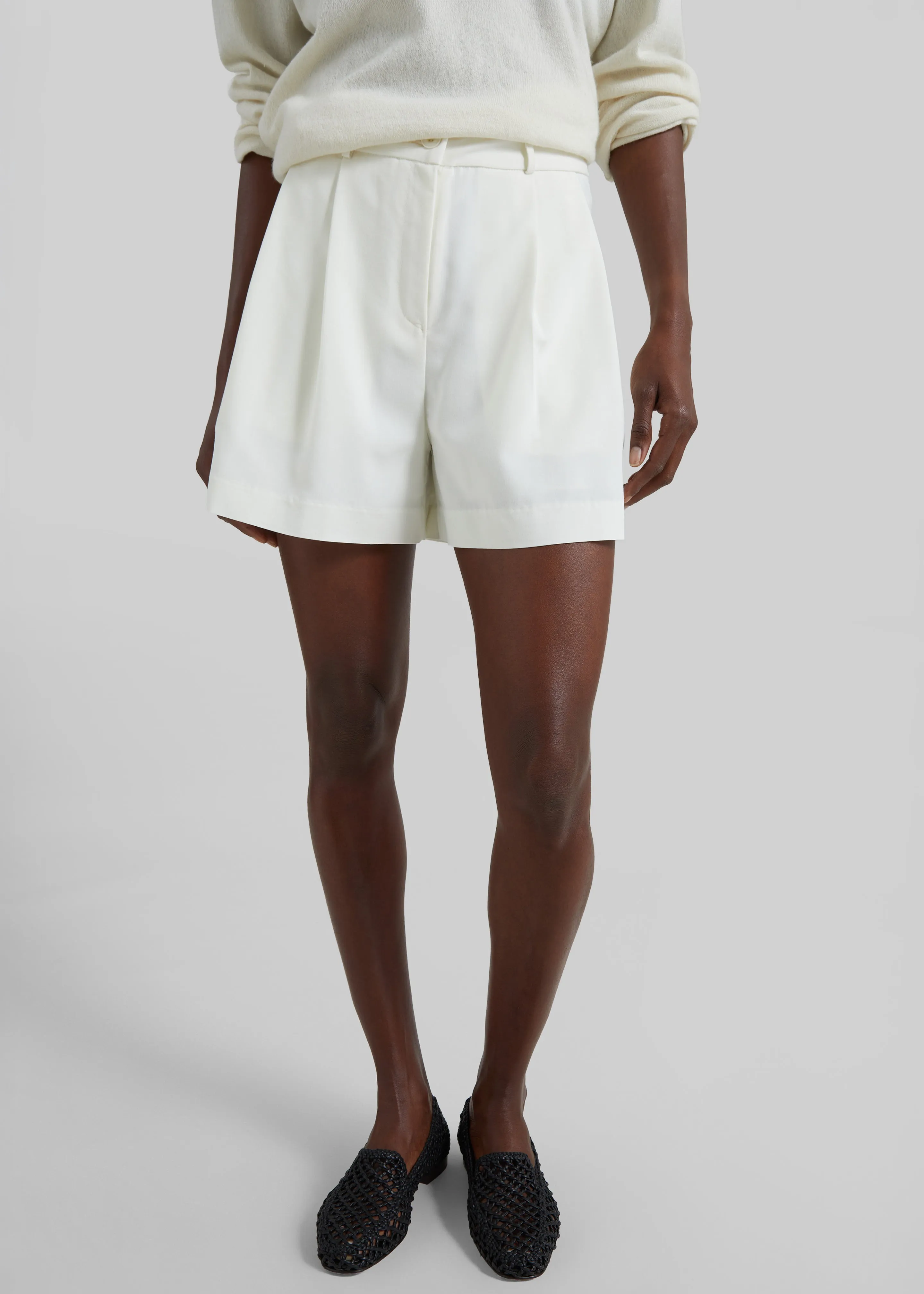 Lisboa Pleated Mini Shorts - Ivory sold by Frankie Shop product image thumbnail 3