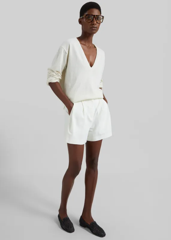 Lisboa Pleated Mini Shorts - Ivory made by Frankie Shop