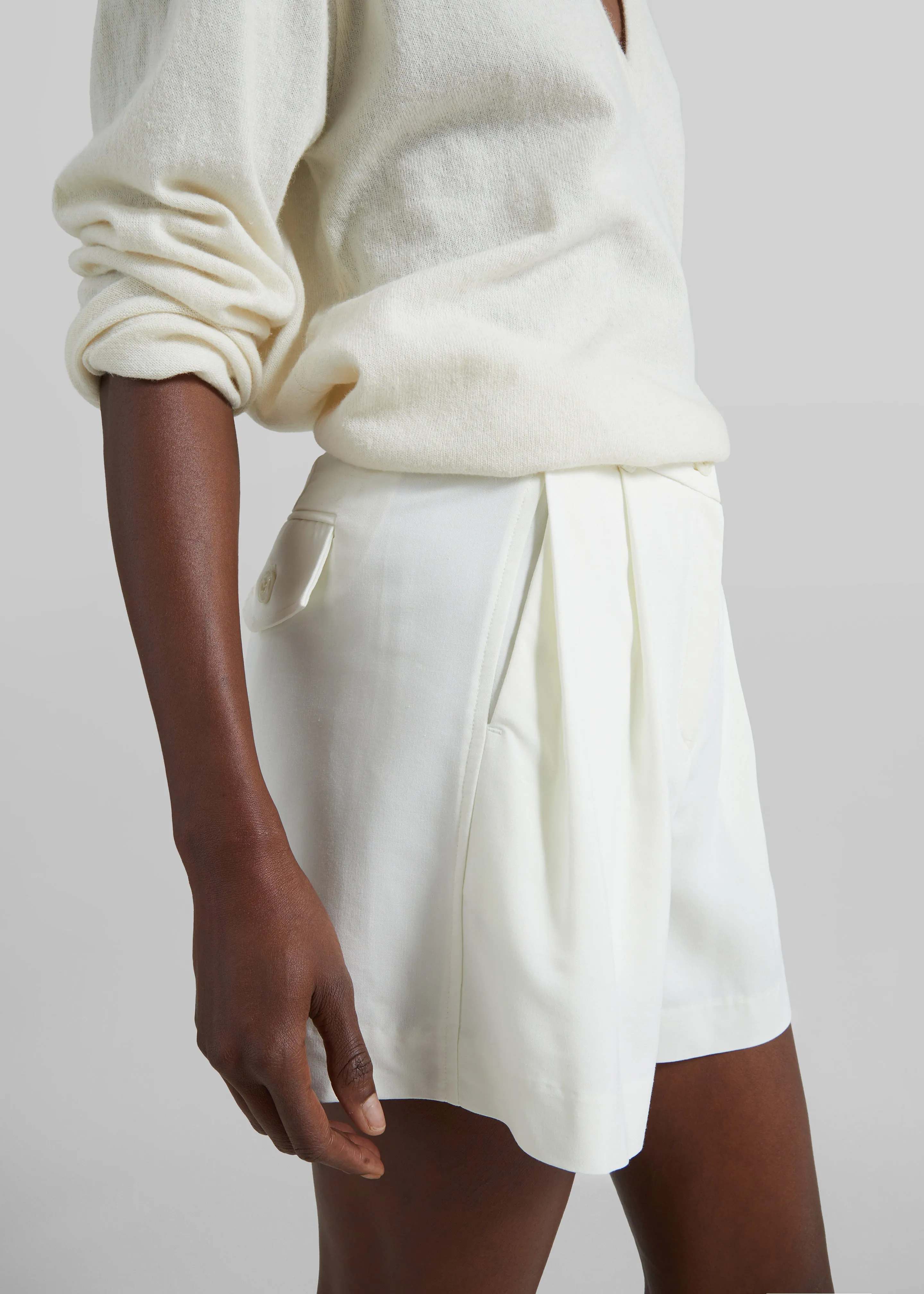 Lisboa Pleated Mini Shorts - Ivory sold by Frankie Shop product image thumbnail 4