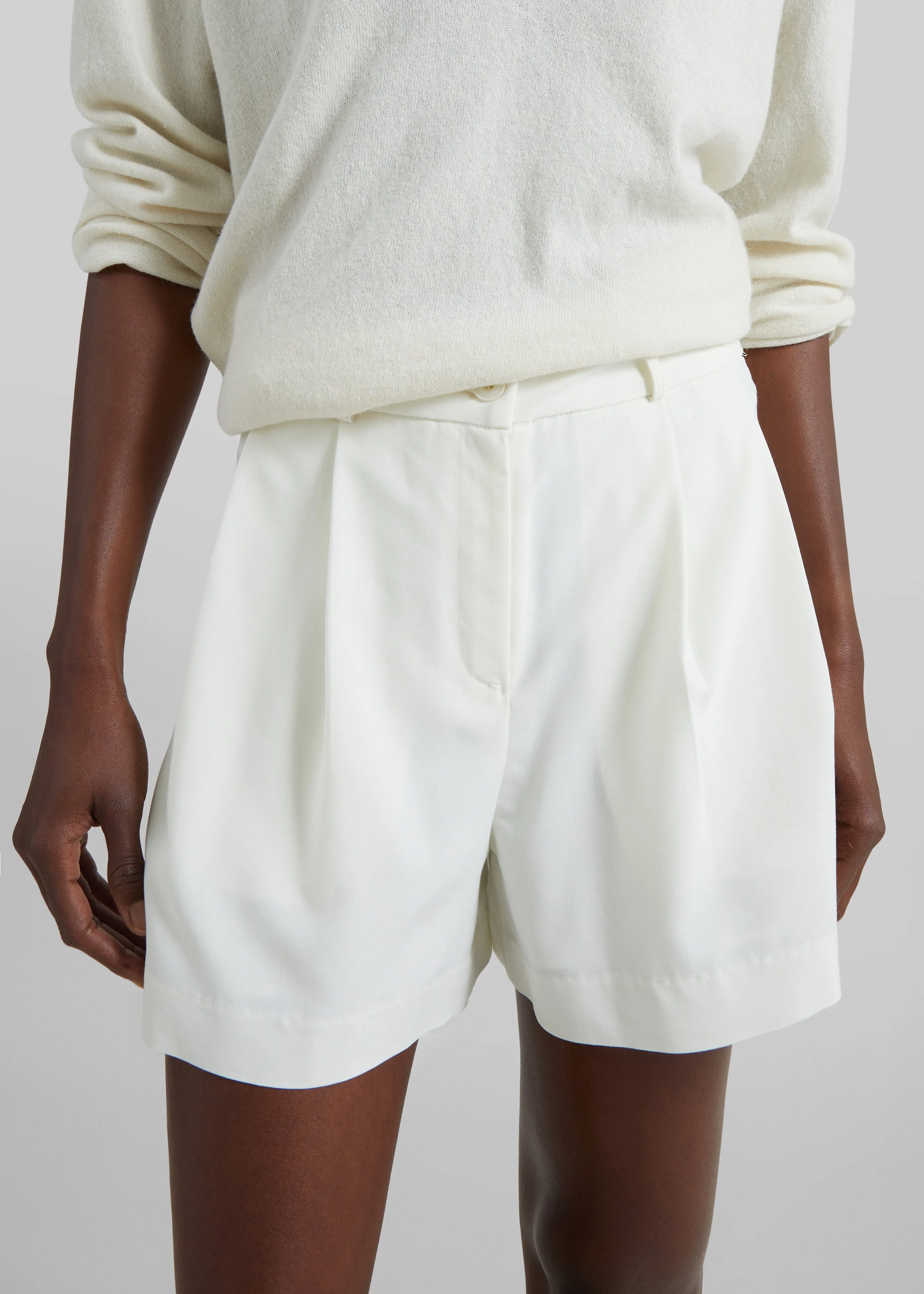 Lisboa Pleated Mini Shorts - Ivory sold by Frankie Shop product image thumbnail 5