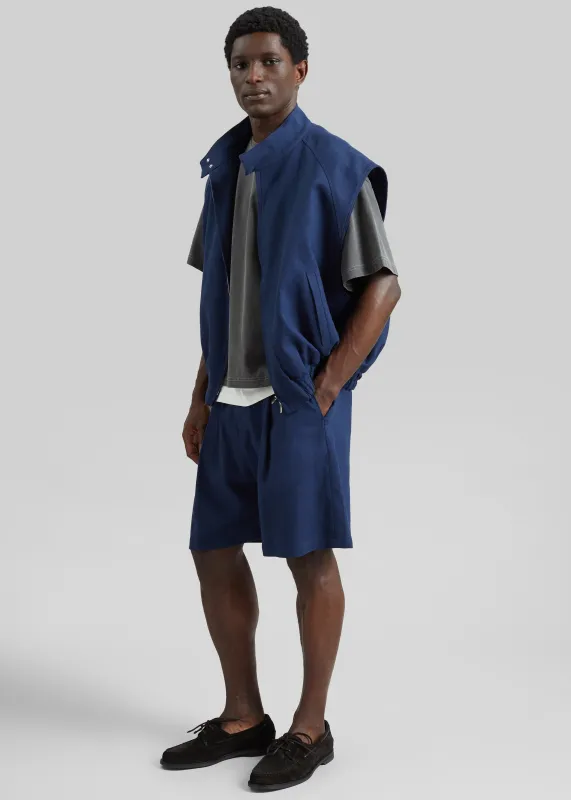 Zave Linen Sleeveless Jacket - Navy made by Frankie Shop