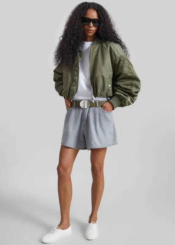 Skagen Cropped Trapeze Bomber Jacket - Olive made by Frankie Shop