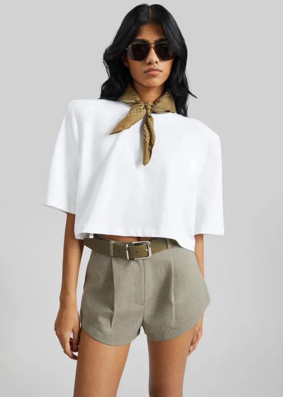 Kelan Padded Cropped Tee - White made by Frankie Shop
