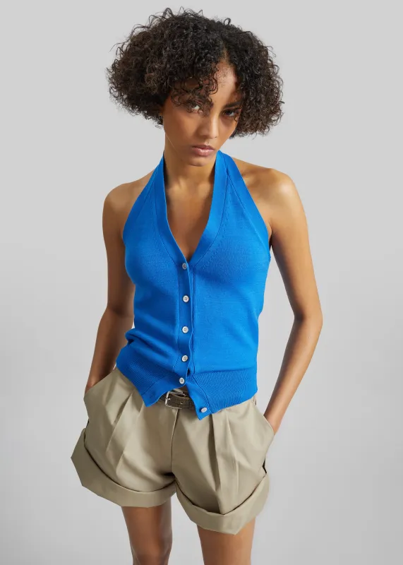 Maia Convertible Knit Halter Top - Cobalt made by Frankie Shop