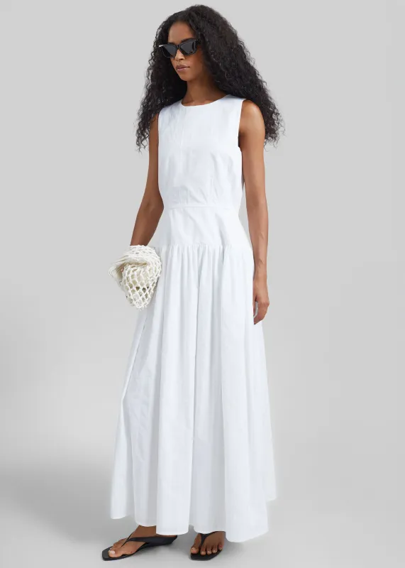Loulou de Saison Ama Flared Dress - White/White made by Loulou De Saison