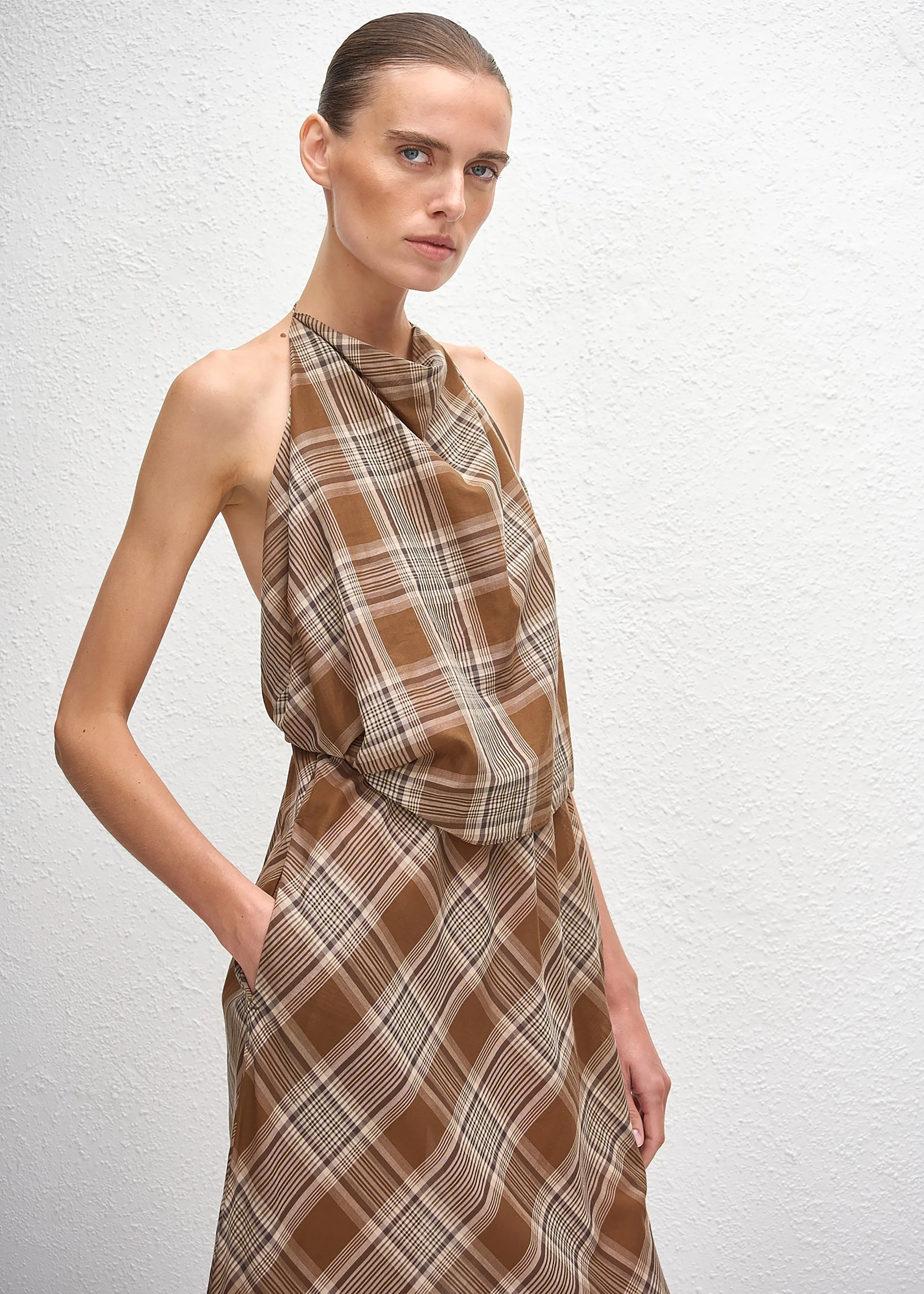Matteau Layered Halter Midi Dress - Picnic Plaid sold by Frankie Shop product image thumbnail 3