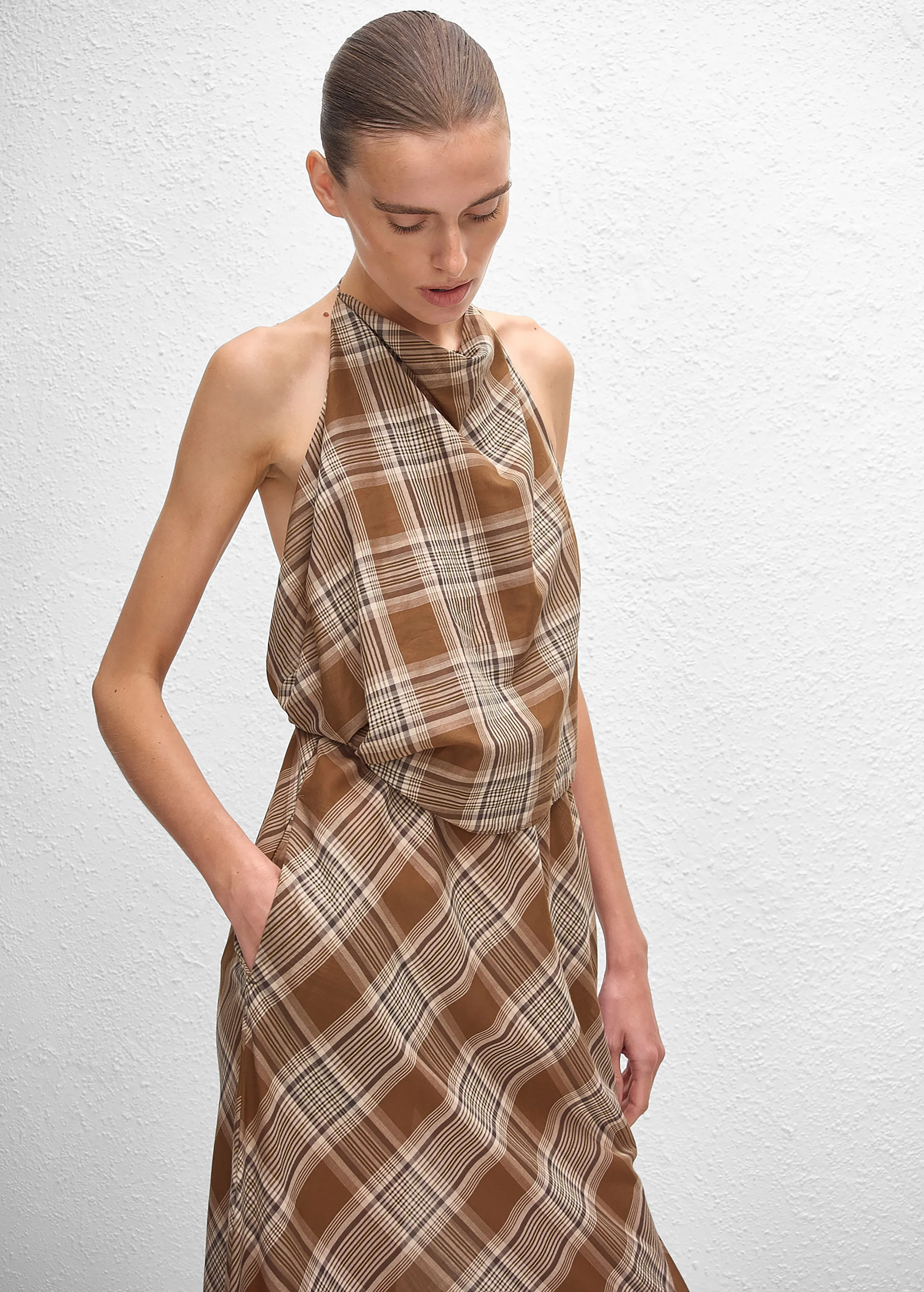 Matteau Layered Halter Midi Dress - Picnic Plaid sold by Frankie Shop product image thumbnail 2