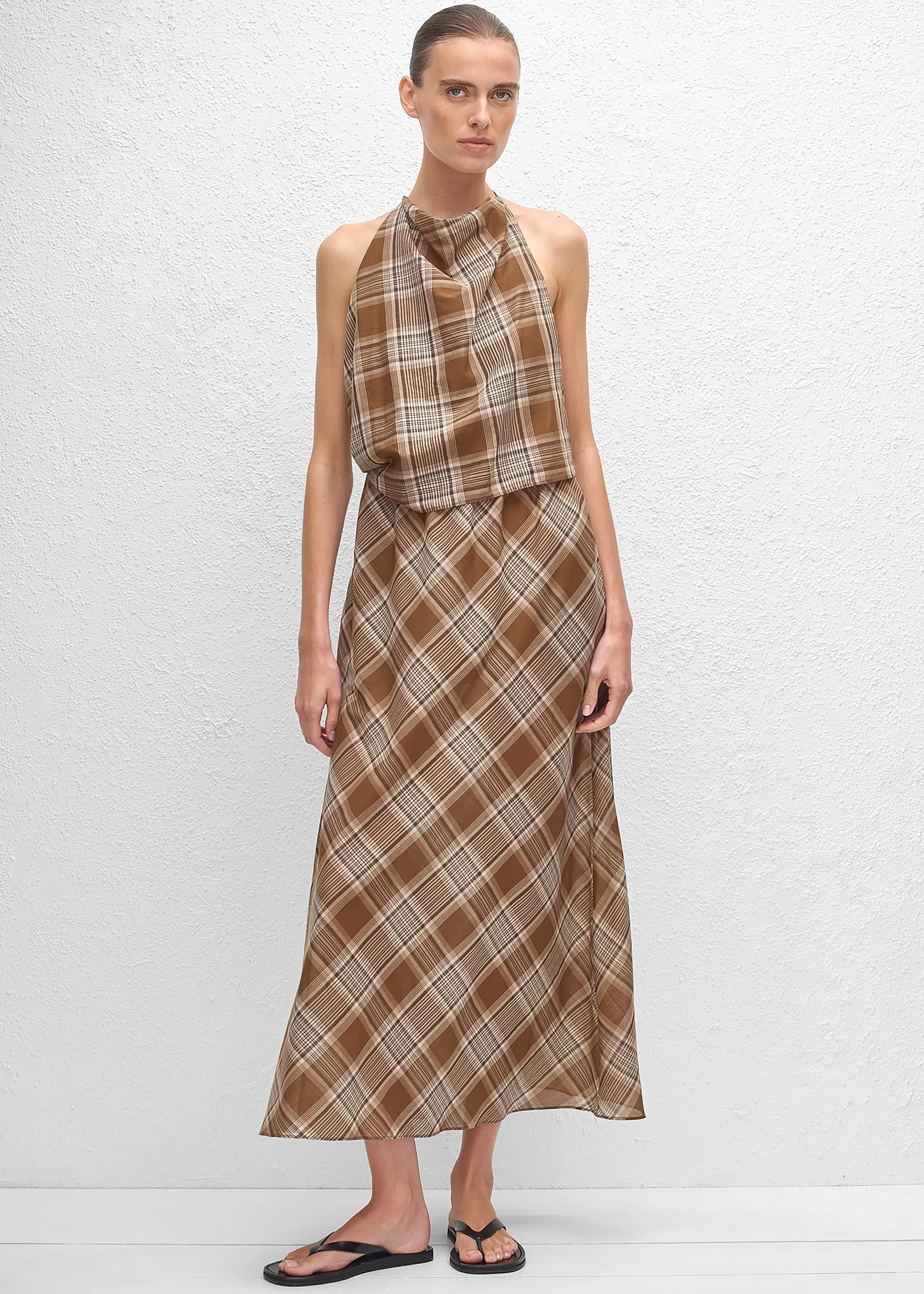 Matteau Layered Halter Midi Dress - Picnic Plaid sold by Frankie Shop