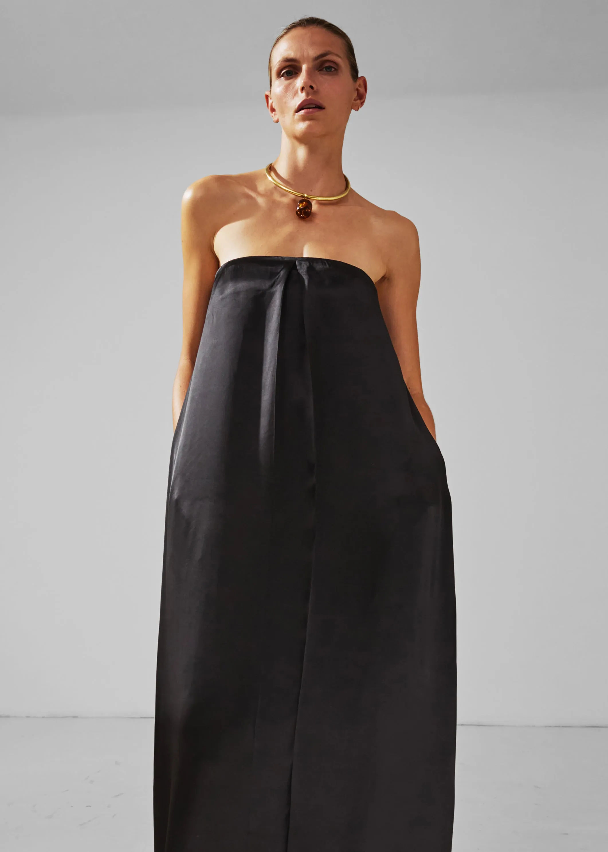Darkpark Veronike Long Satin Bustier Dress - Black sold by Frankie Shop product image thumbnail 4