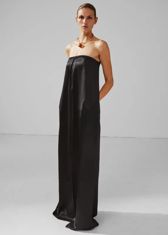 Darkpark Veronike Long Satin Bustier Dress - Black made by DARKPARK