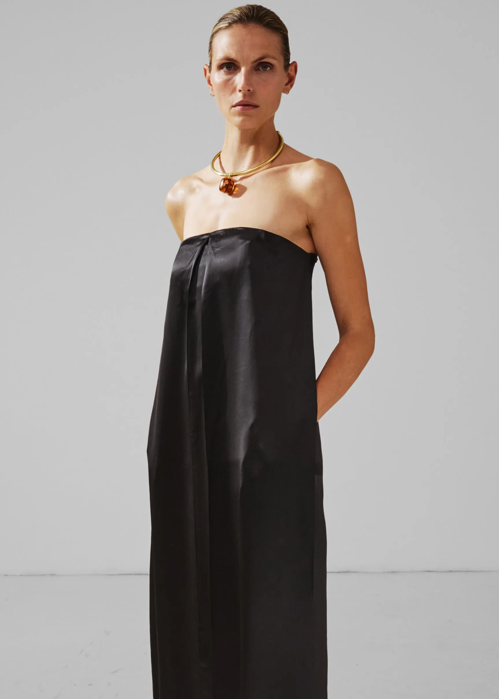 Darkpark Veronike Long Satin Bustier Dress - Black sold by Frankie Shop product image thumbnail 2