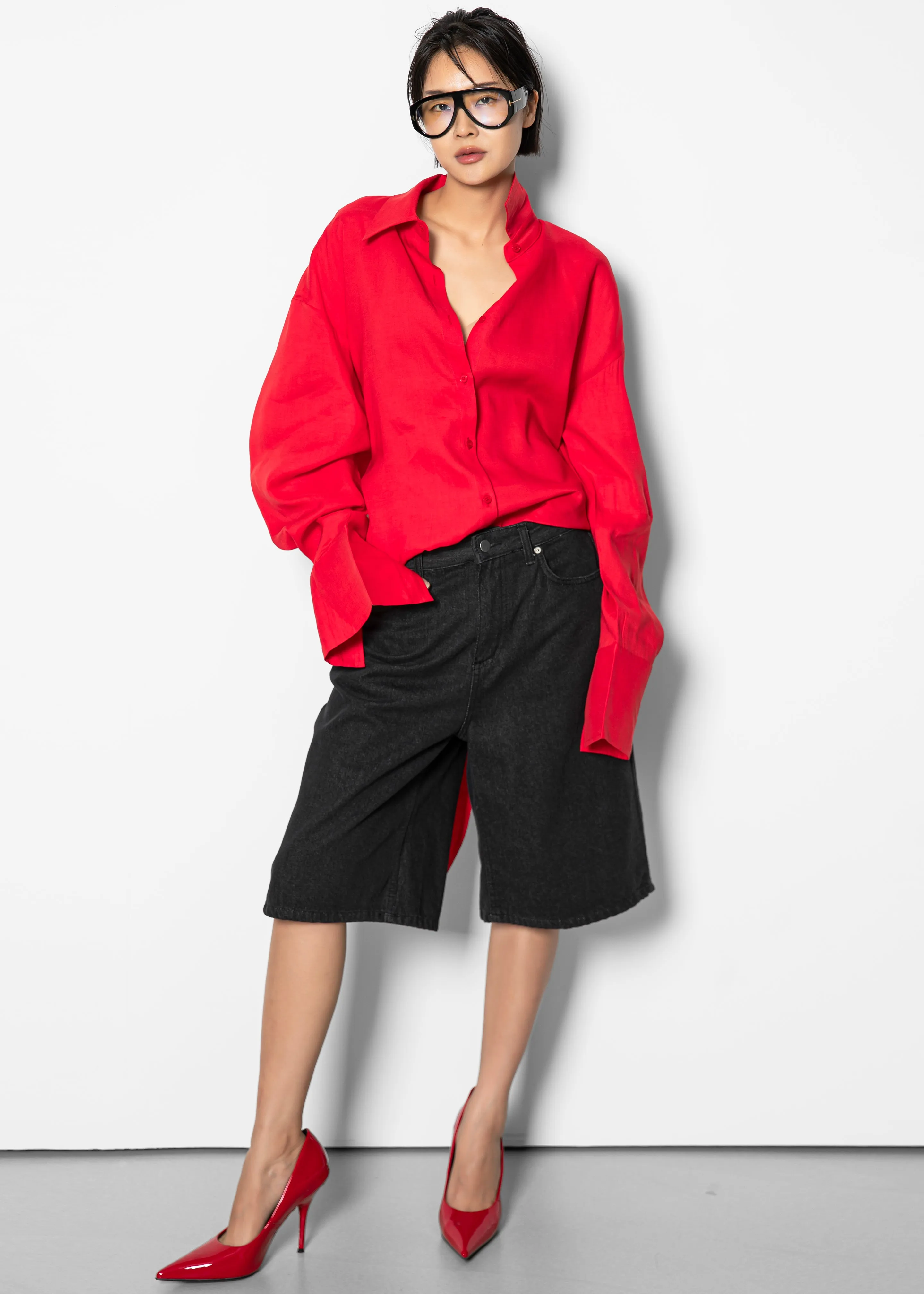 Velia Cut-Out Back Shirt - Red sold by Frankie Shop product image thumbnail 3