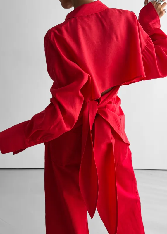 Velia Cut-Out Back Shirt - Red made by Frankie Shop