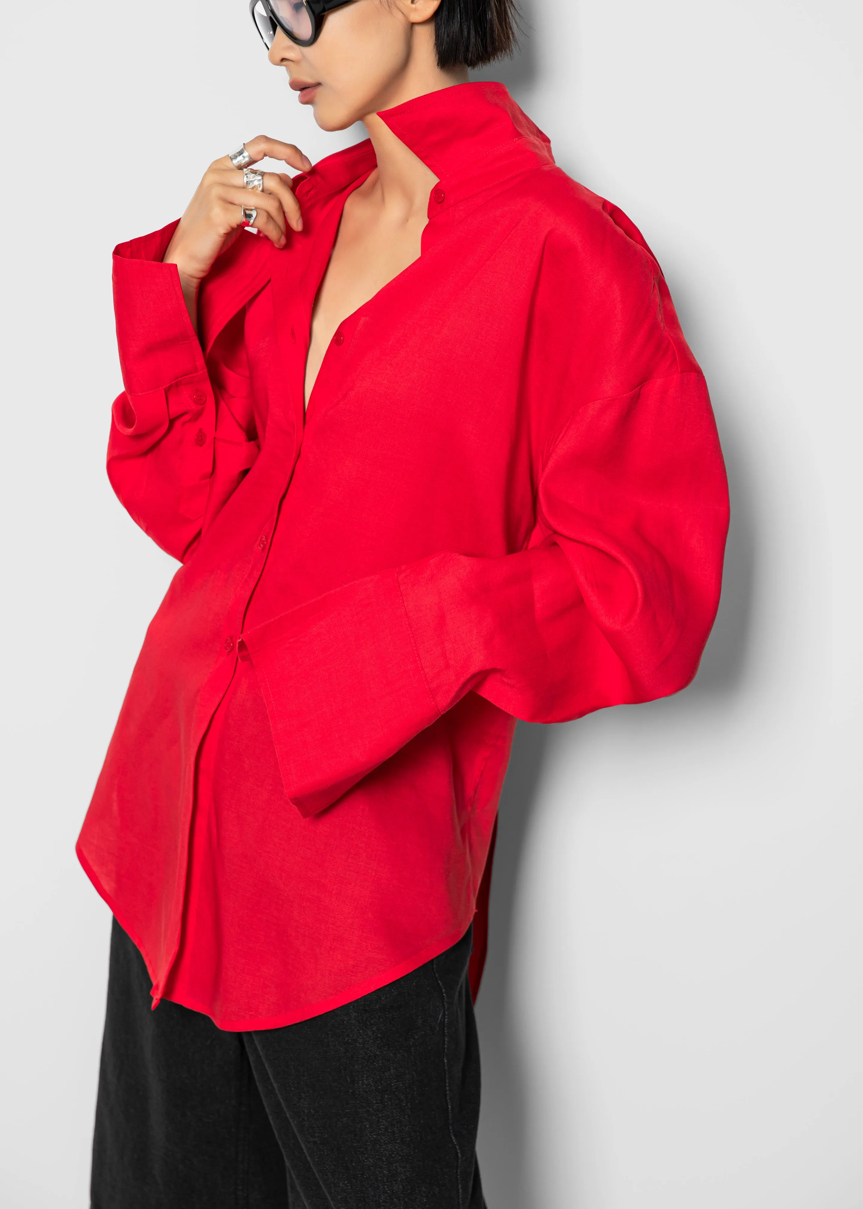 Velia Cut-Out Back Shirt - Red sold by Frankie Shop product image thumbnail 2