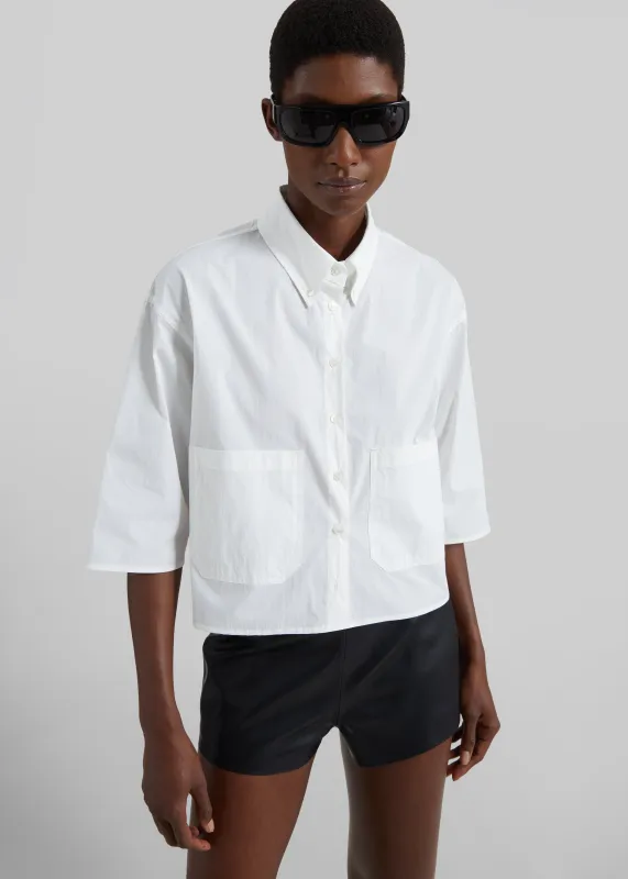 Tellaro Cropped Boxy Shirt - White made by Frankie Shop