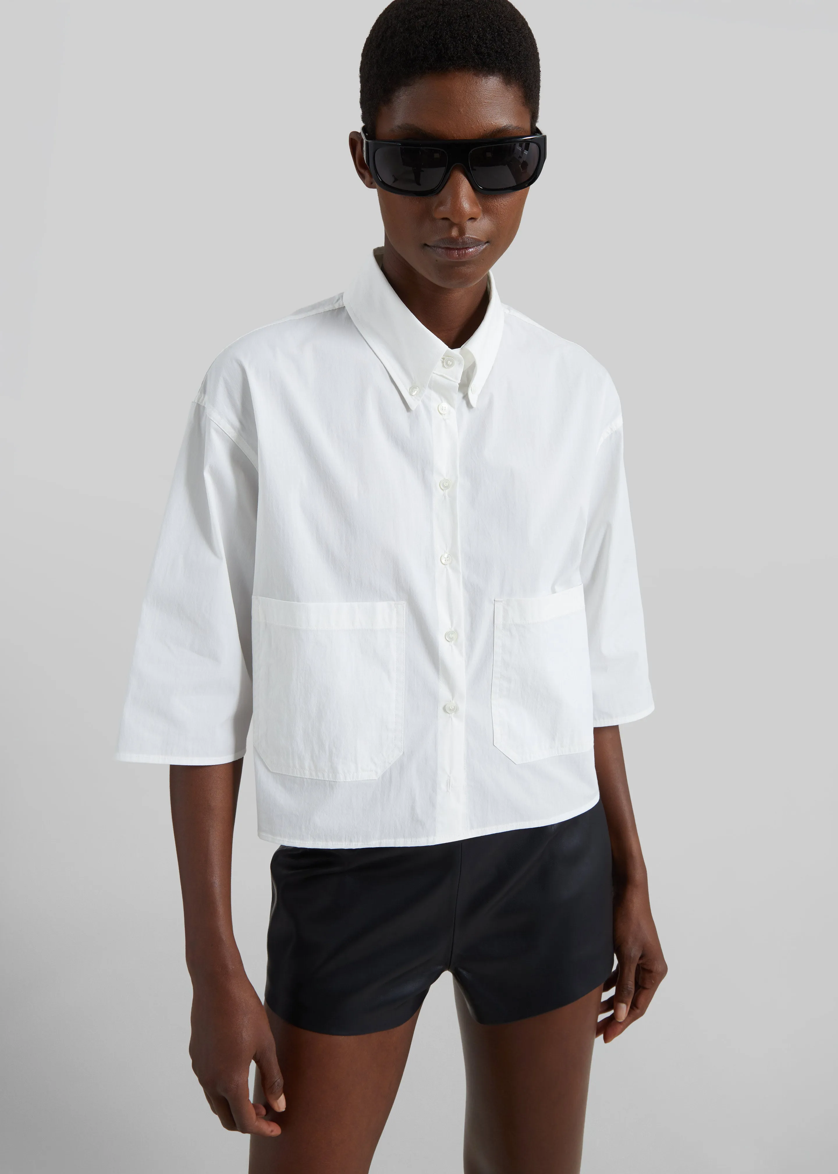 Tellaro Cropped Boxy Shirt - White sold by Frankie Shop
