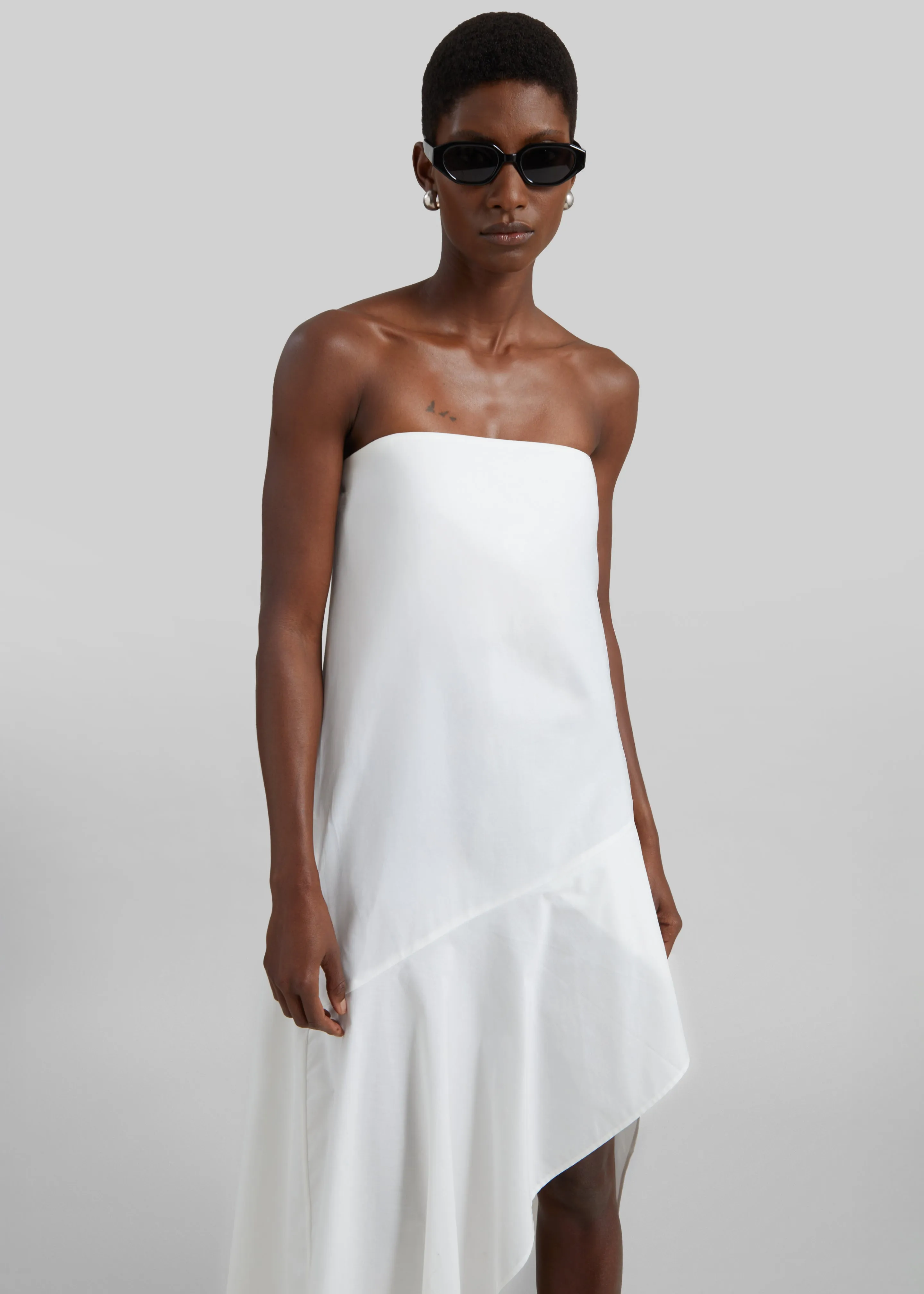 St. Agni Oxford Strapless Asymm Dress - White sold by Frankie Shop product image thumbnail 4