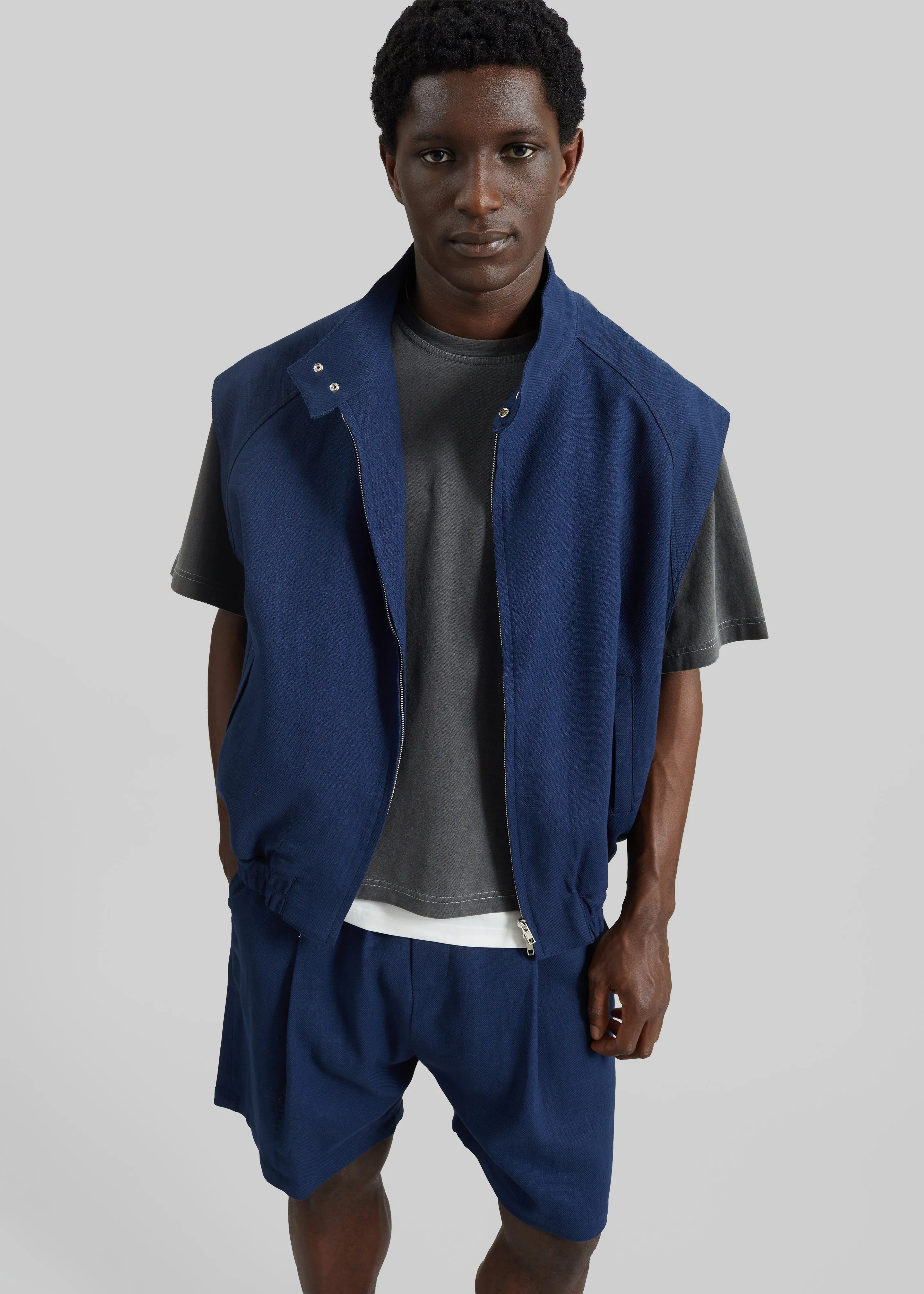 Sagres Linen Bermuda Shorts - Navy sold by Frankie Shop product image thumbnail 5