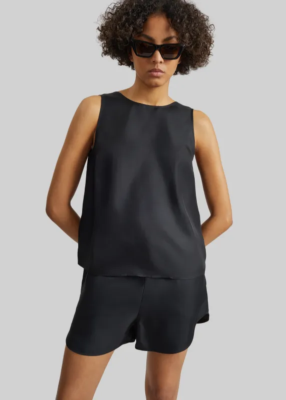 Loulou de Saison Gema Sleeveless Silk Top - Black made by Loulou De Saison