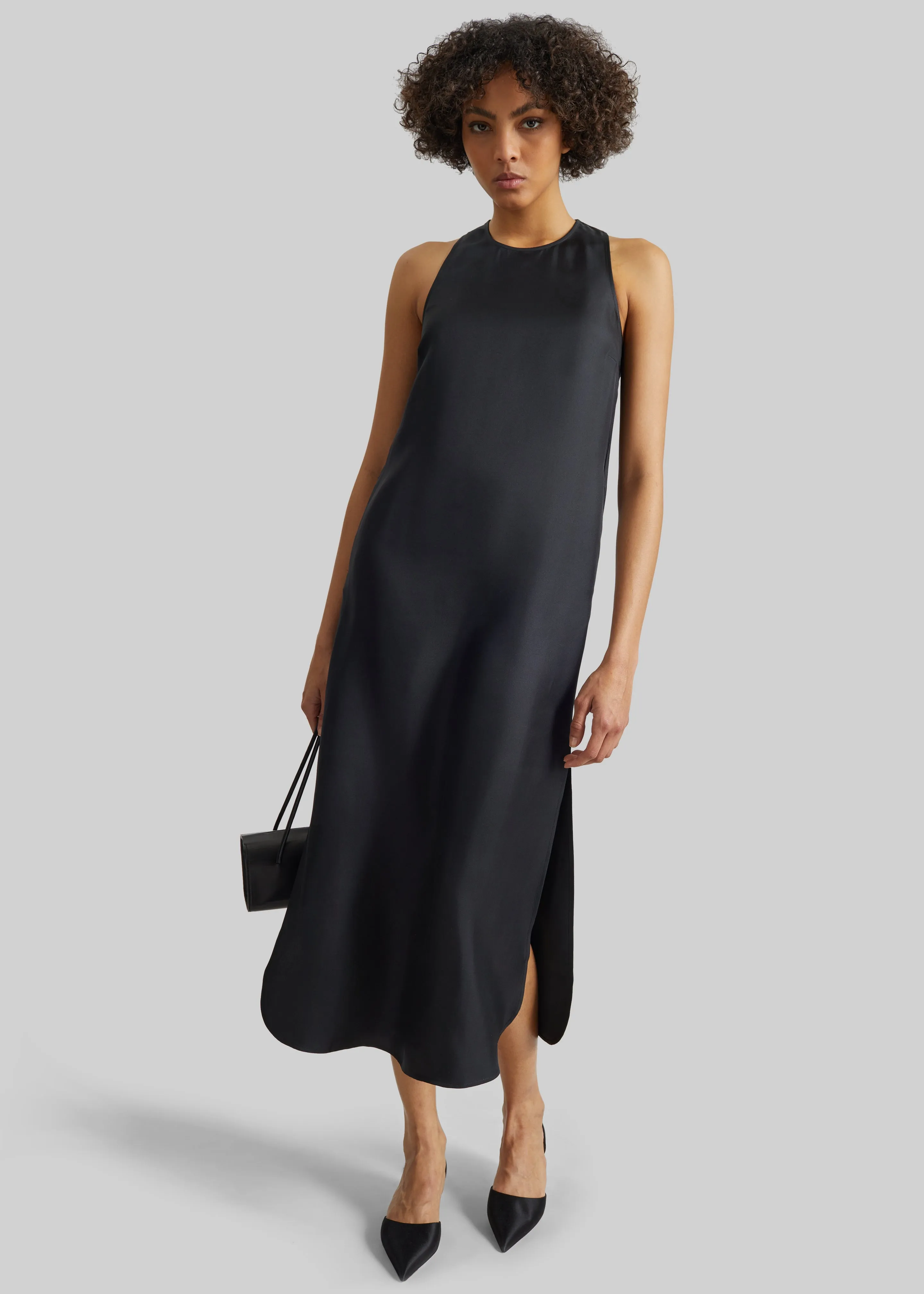 Loulou de Saison Paloma Long Silk Dress - Black sold by Frankie Shop