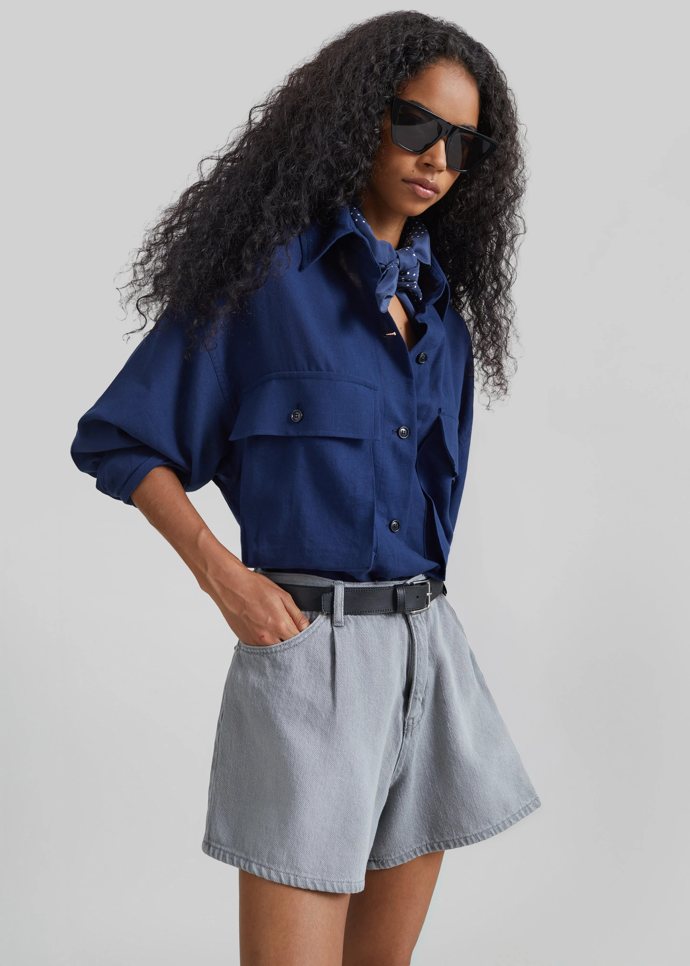 Mojave Pleated Denim Shorts - Grey Wash sold by Frankie Shop product image thumbnail 2
