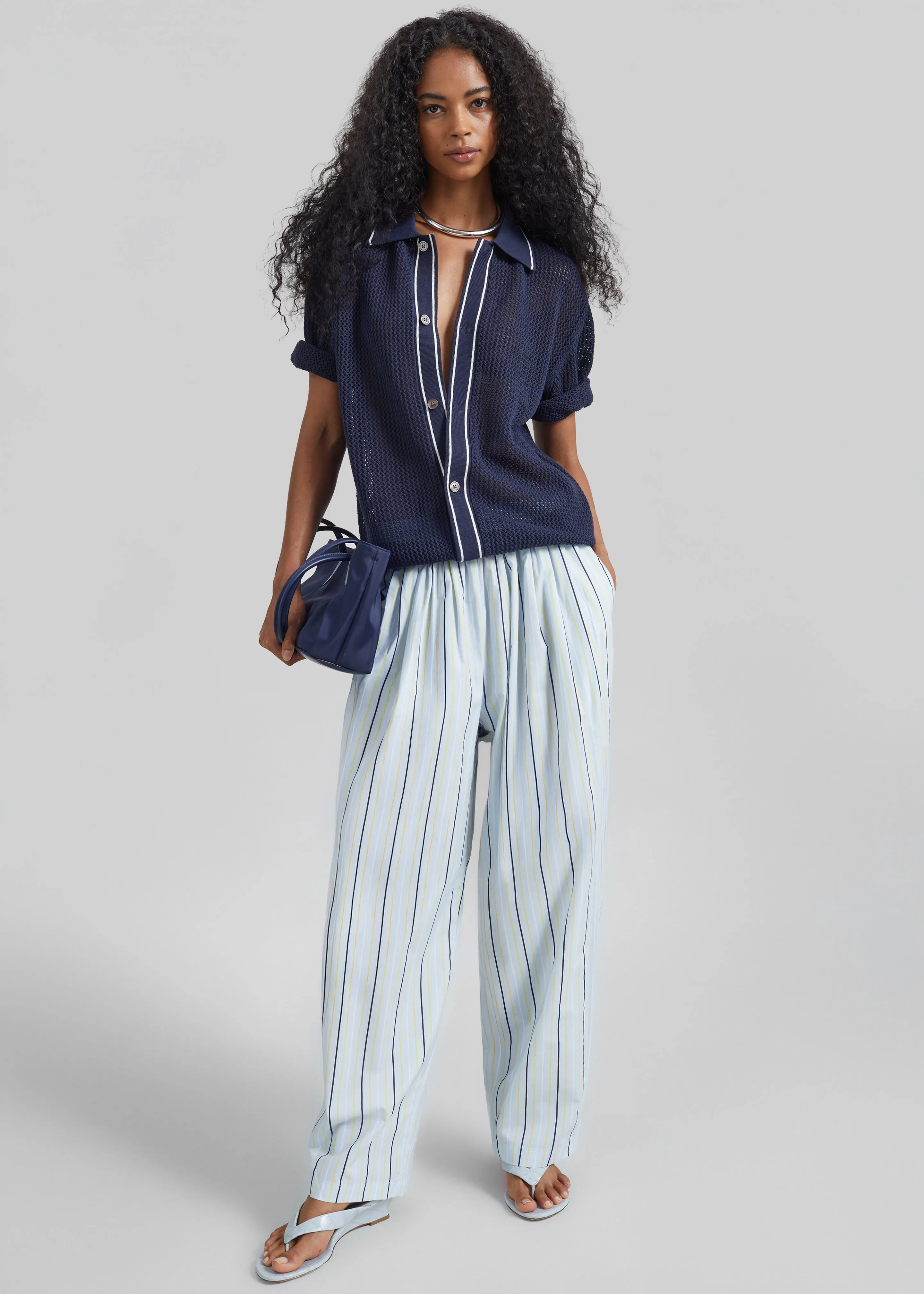 Otranto Cotton Barrel Leg Pants - Blue Multi Stripe sold by Frankie Shop product image thumbnail 5