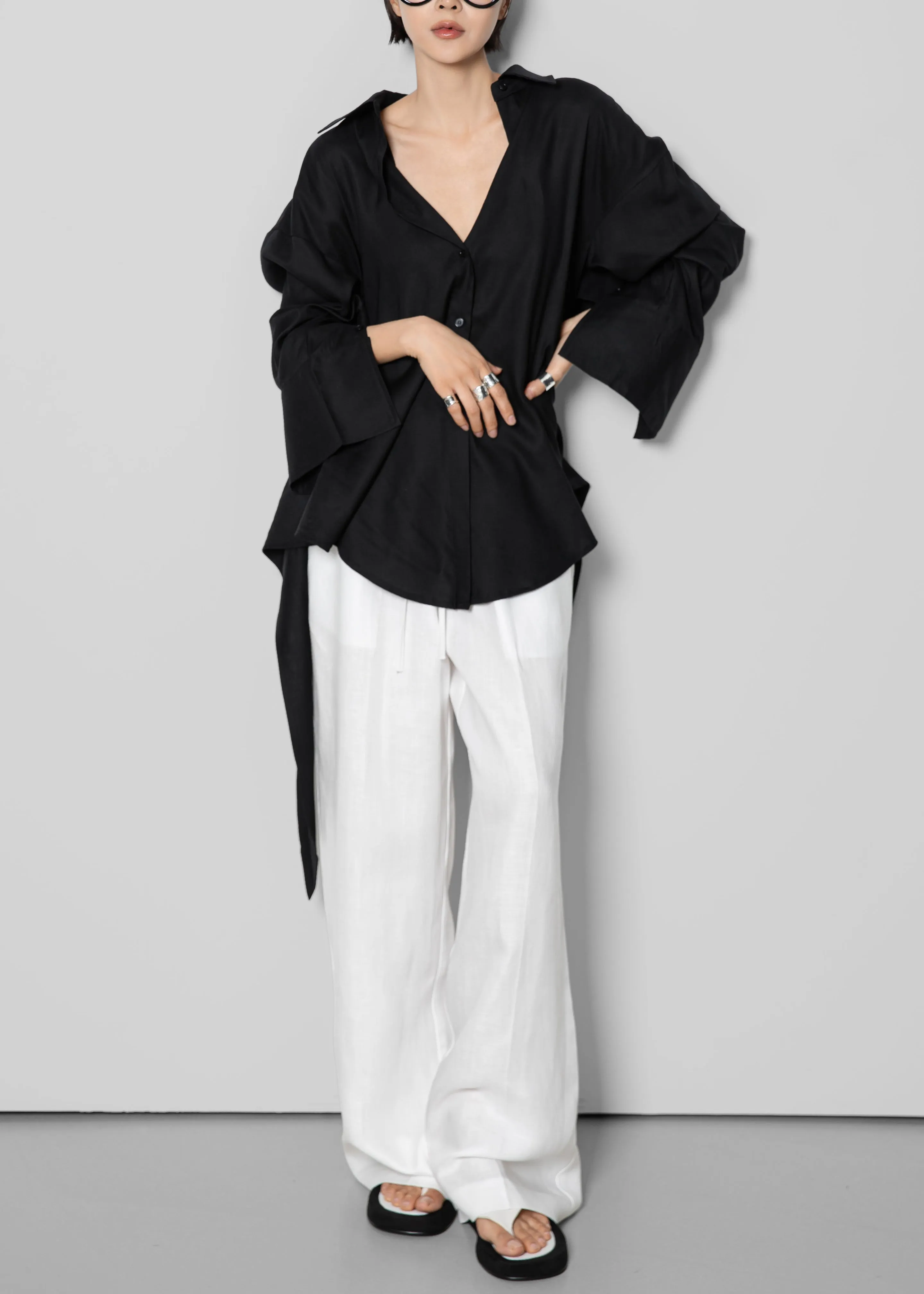 Velia Cut-Out Back Shirt - Black sold by Frankie Shop product image thumbnail 3