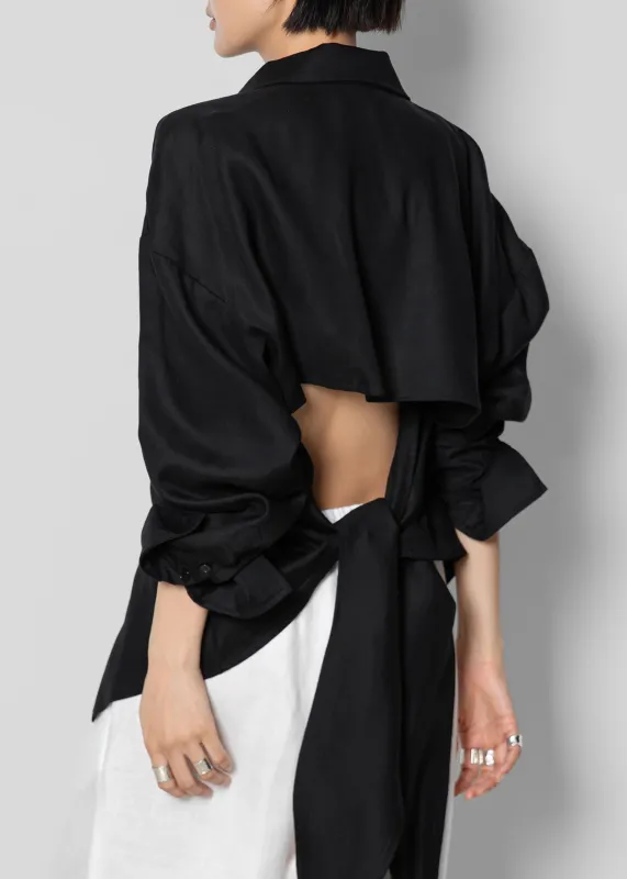 Velia Cut-Out Back Shirt - Black made by Frankie Shop