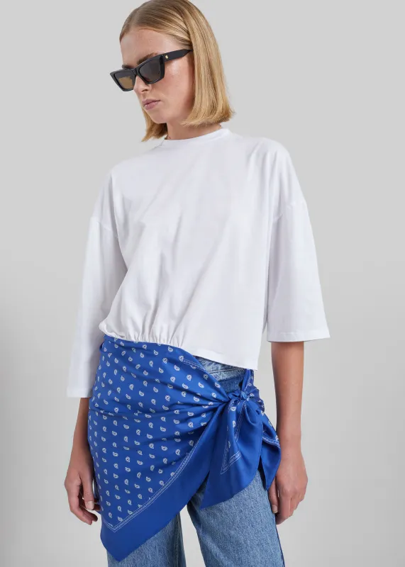 Christopher Esber Bandana Scarf Pareo Tee - White/Indigo Bandana Print made by Christopher Esber