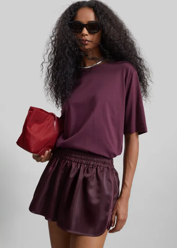 Harper Soft Organic T-Shirt - Burgundy made by Frankie Shop