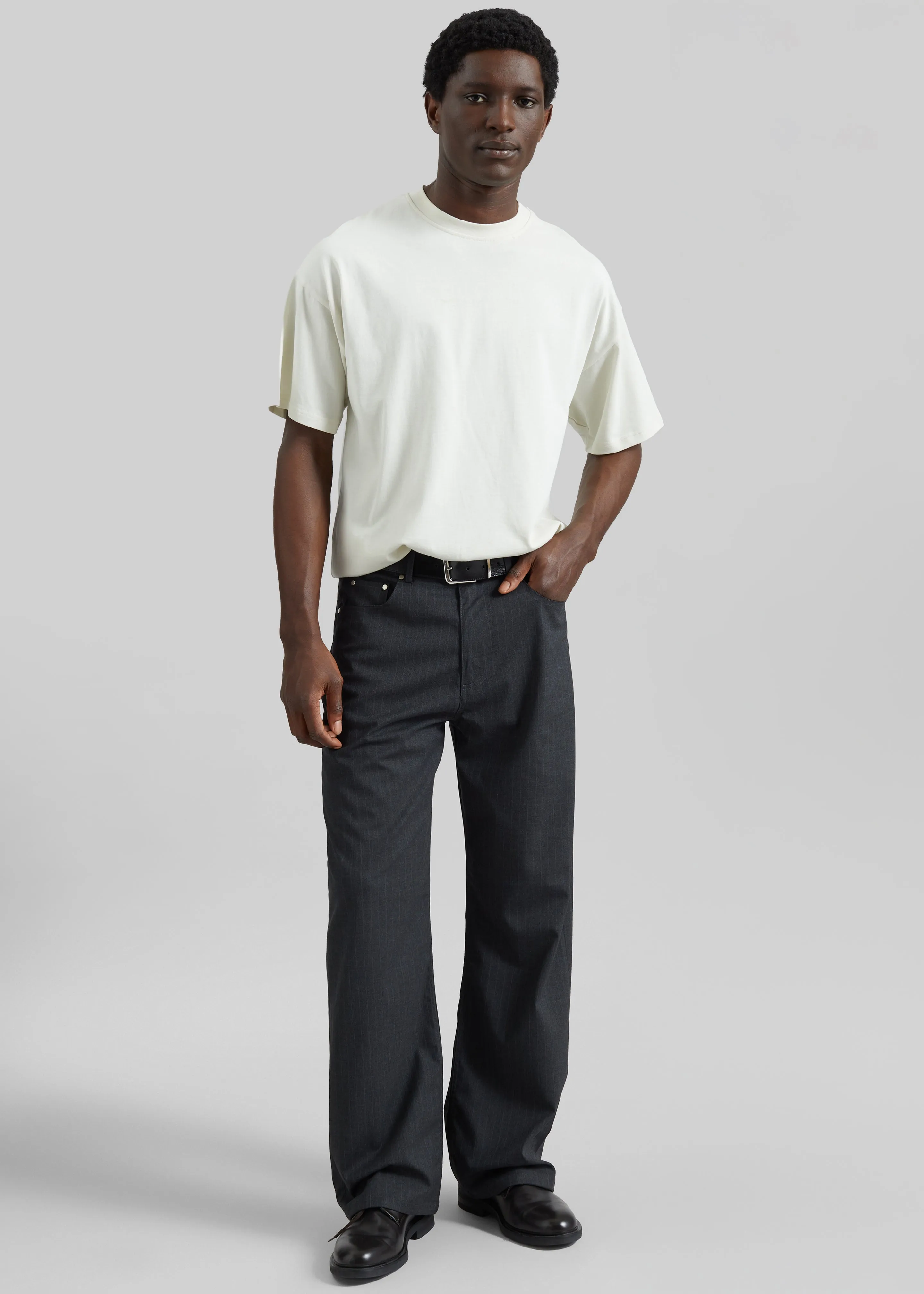 Trieste Straight Pants - Charcoal Pinstripe sold by Frankie Shop