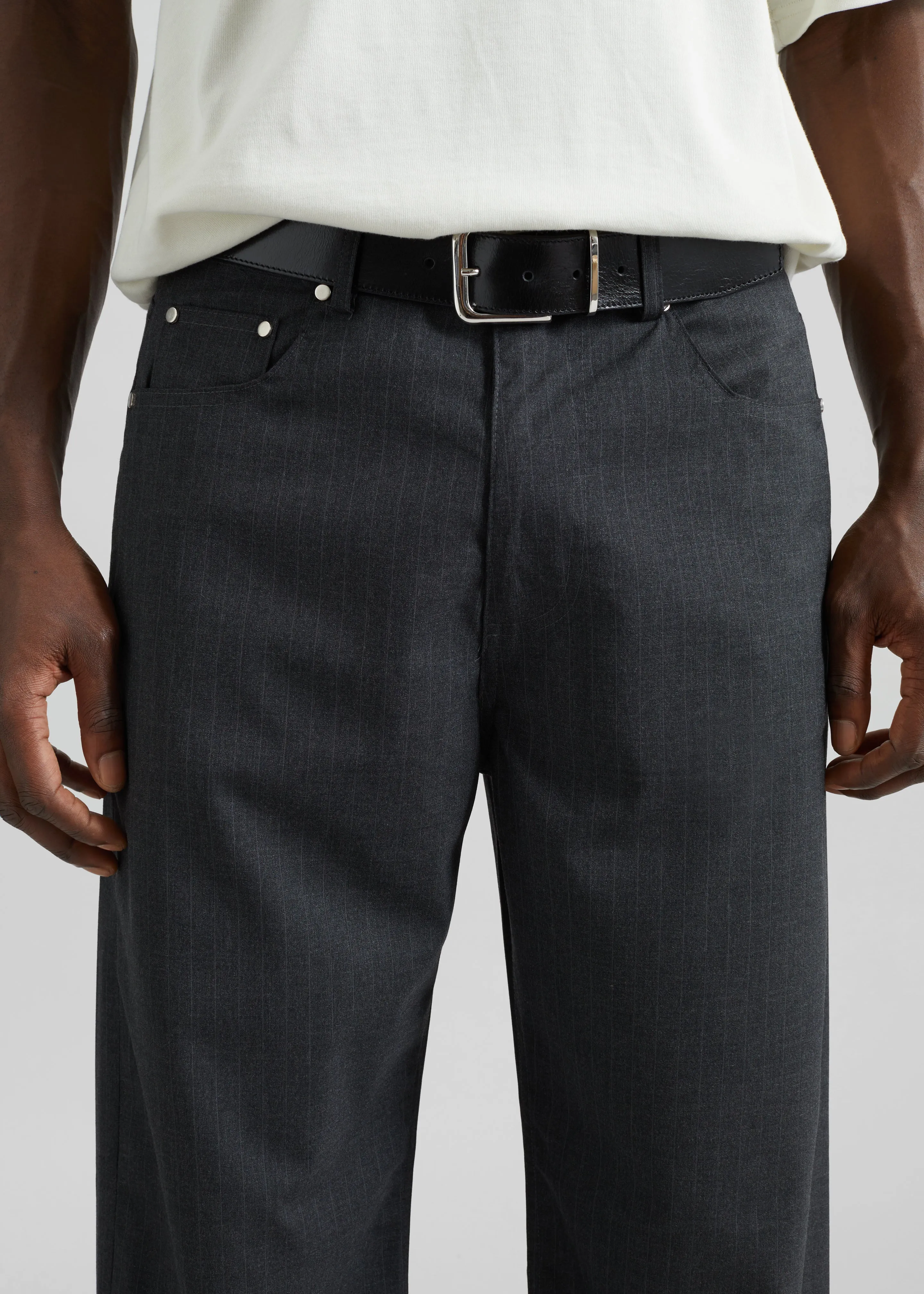 Trieste Straight Pants - Charcoal Pinstripe sold by Frankie Shop product image thumbnail 4