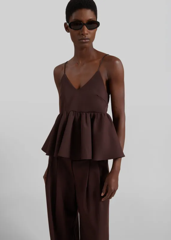 Taormina Peplum Top - Chocolate made by Frankie Shop