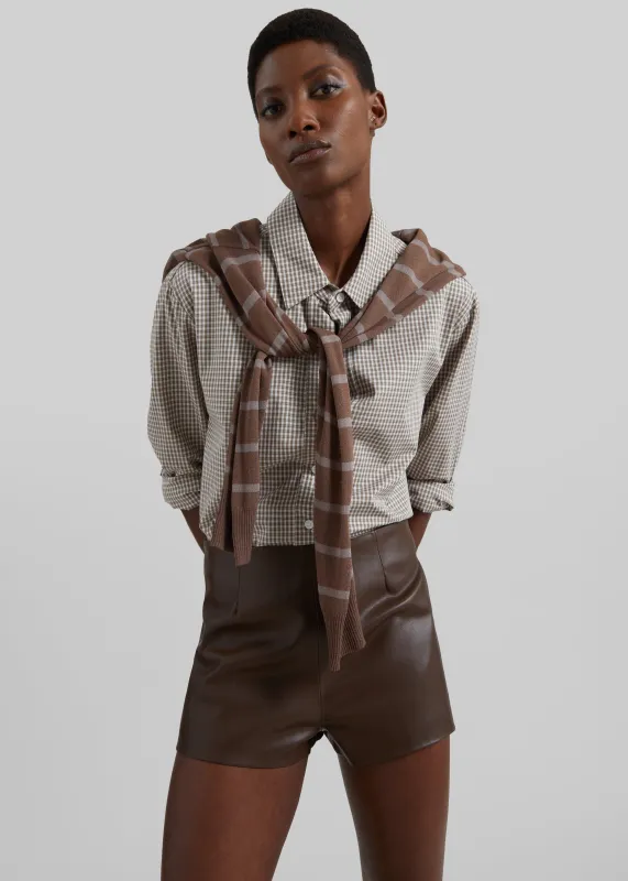 Dreux Faux Leather Hot Pants - Brown made by Frankie Shop