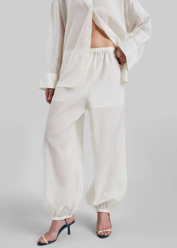 By Malene Birger Lumas Silk Organza Trousers - Soft White made by By Malene Birger