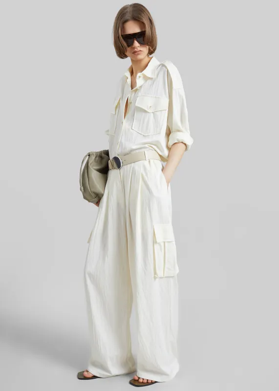 Trevi Textured Cargo Pants - Cream made by Frankie Shop