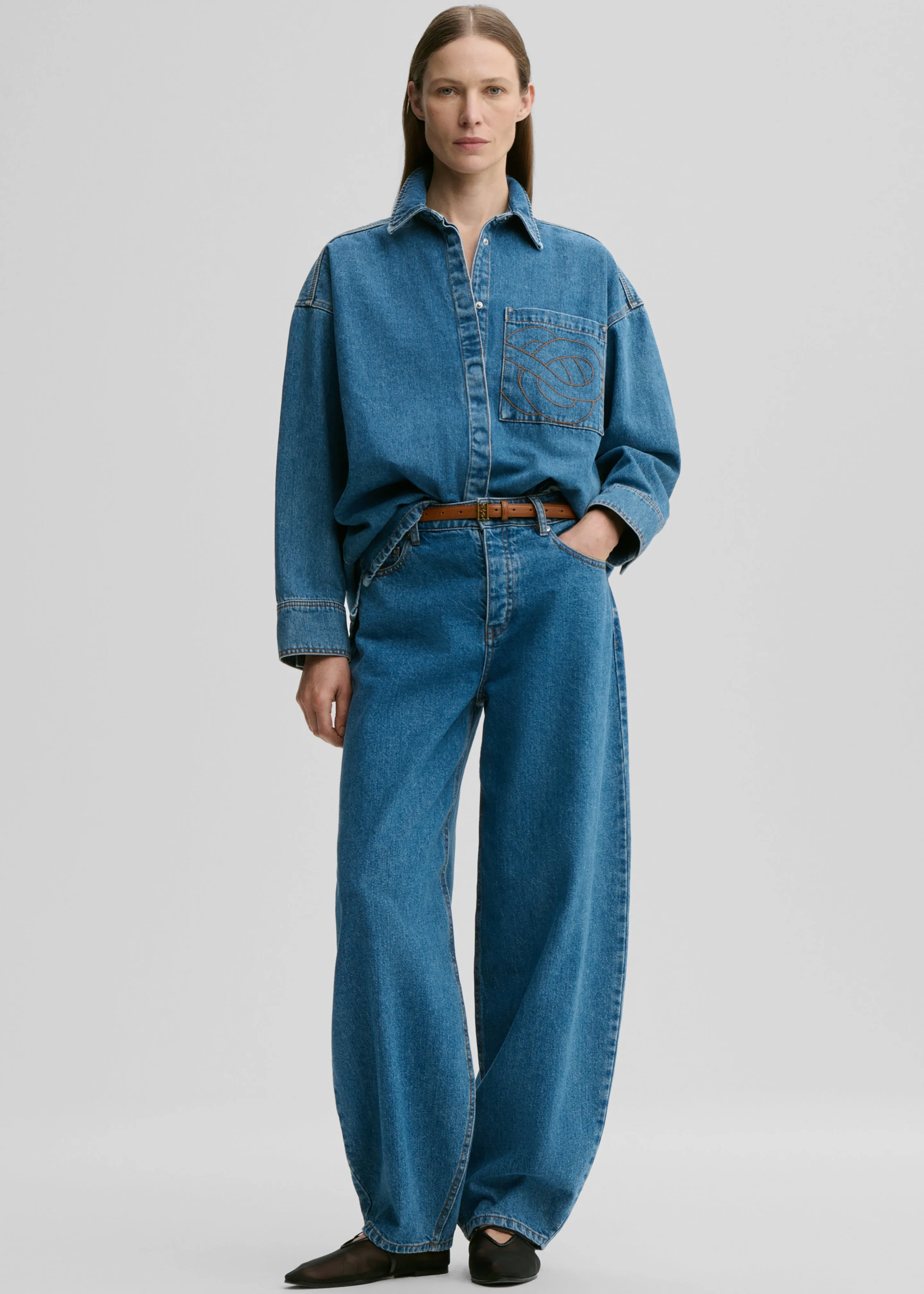 By Malene Birger Dallas Denim Pants - Mid Denim Blue sold by Frankie Shop product image thumbnail 3
