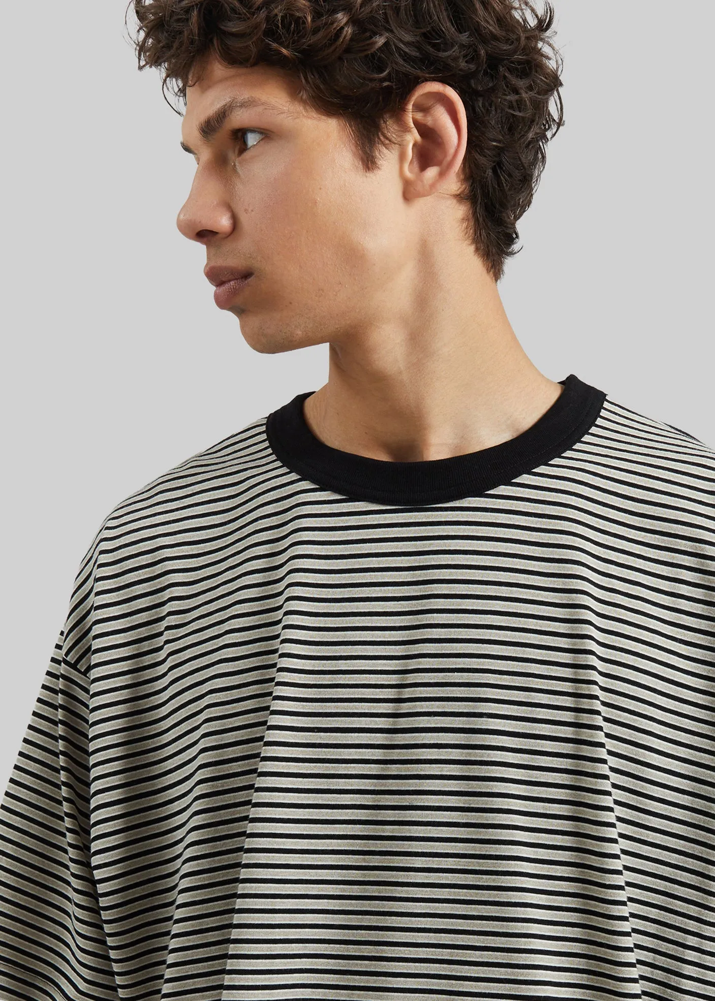 Wallace Oversized T-Shirt - Beige/Brown Stripe sold by Frankie Shop product image thumbnail 3