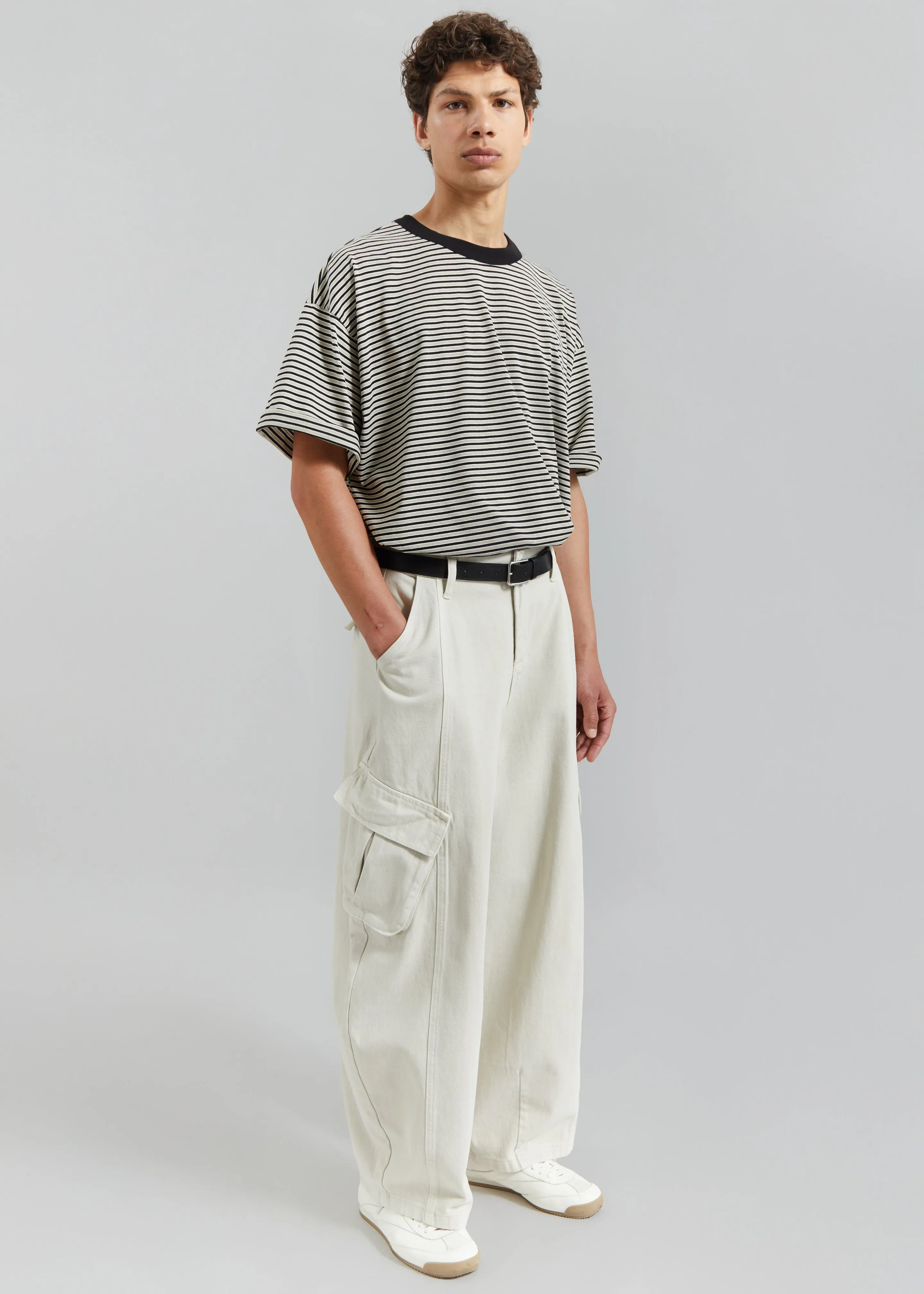 Wallace Oversized T-Shirt - Beige/Brown Stripe sold by Frankie Shop product image thumbnail 5