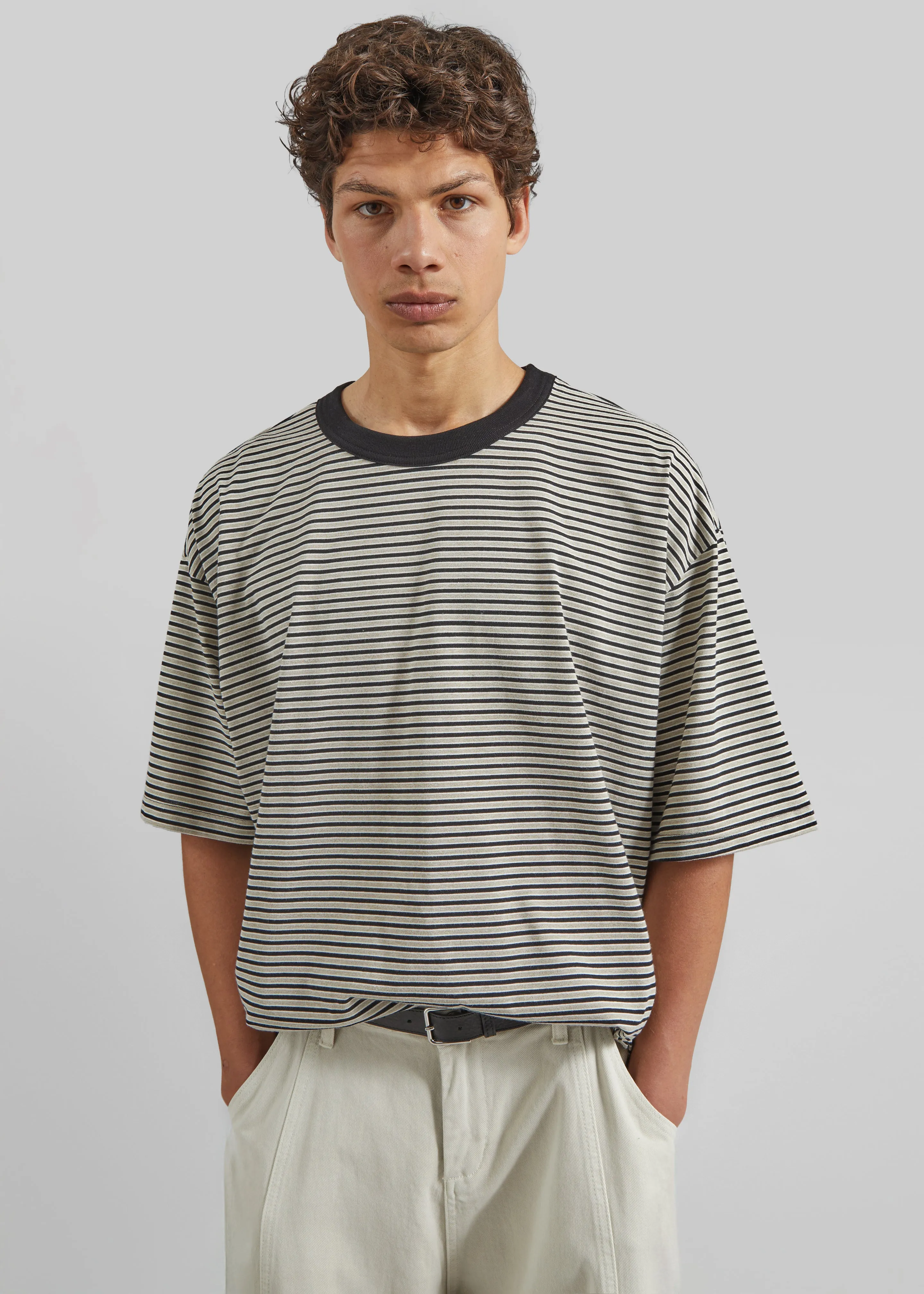Wallace Oversized T-Shirt - Beige/Brown Stripe sold by Frankie Shop product image thumbnail 4
