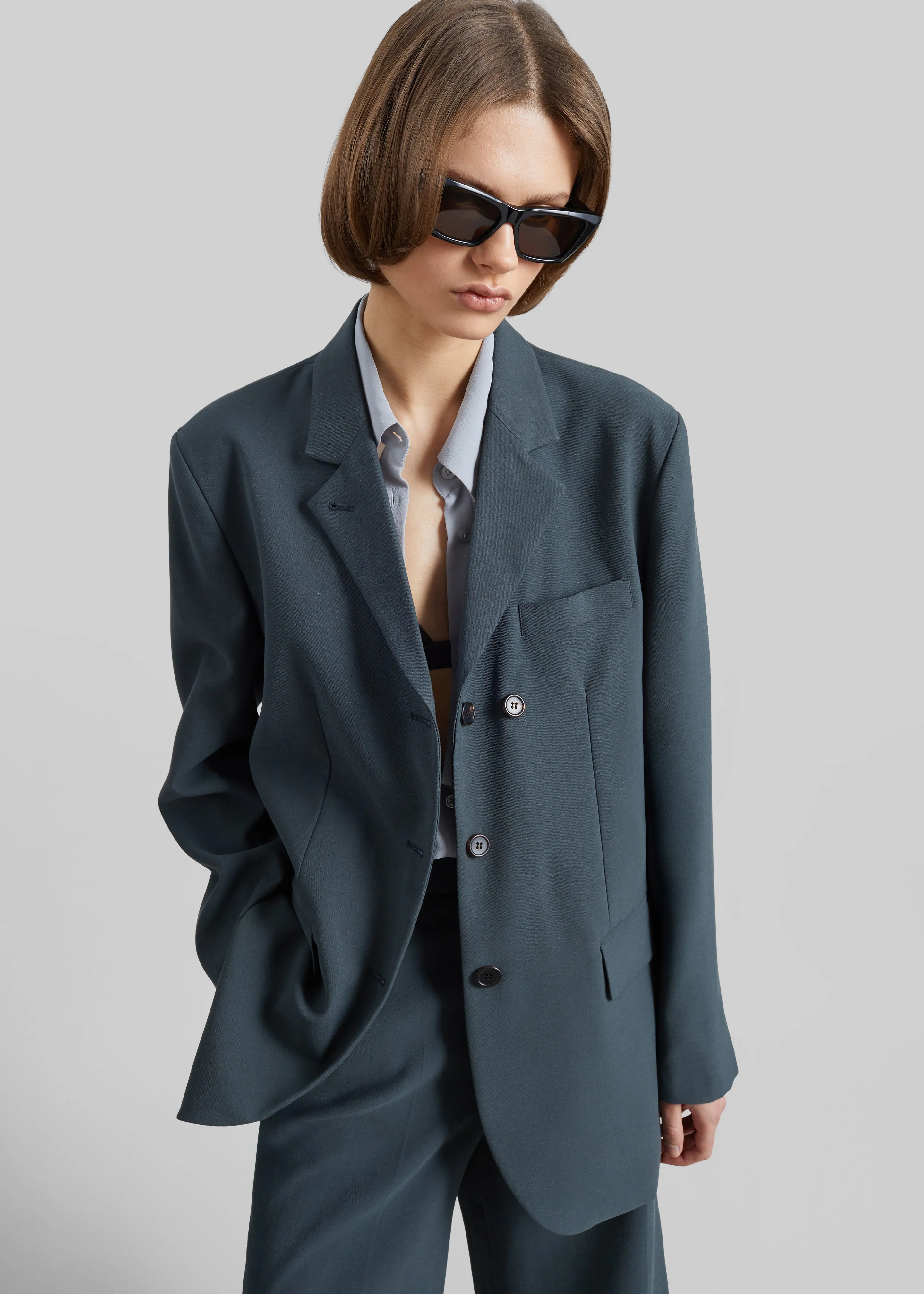 Lioni Oversized Padded Blazer - Deep Teal sold by Frankie Shop product image thumbnail 3