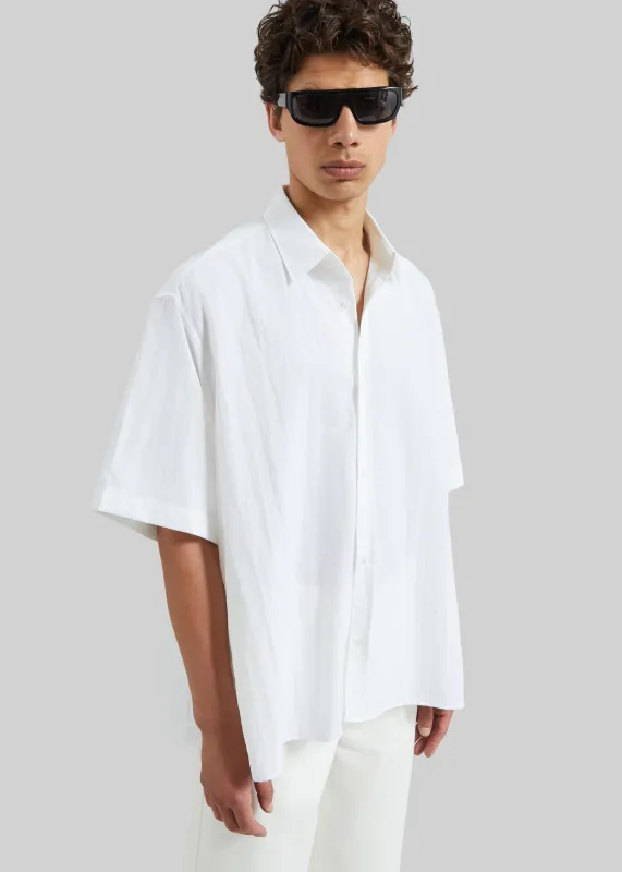 Colhame Adjustable Hem Short Sleeve Shirt - White made by Frankie Shop