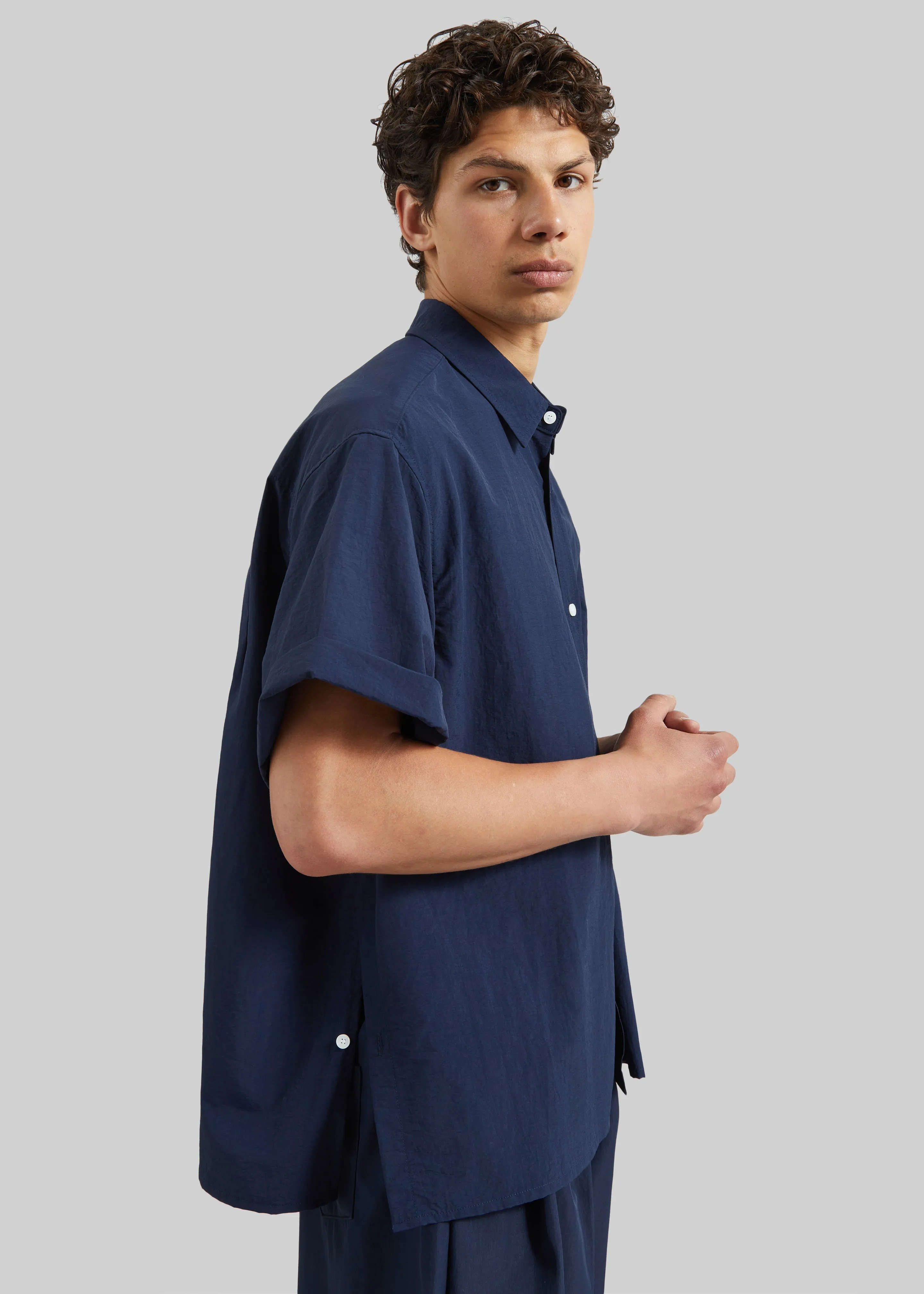 Colhame Adjustable Hem Short Sleeve Shirt - Navy sold by Frankie Shop product image thumbnail 4